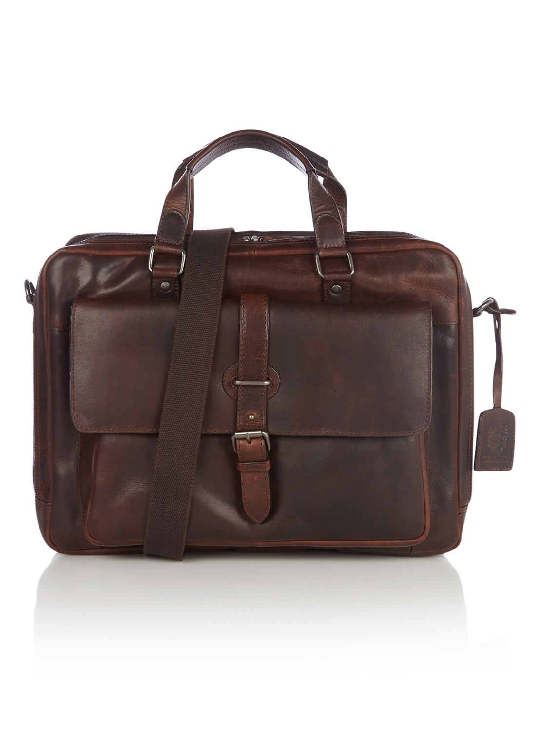 Leonhard Heyden Roma businesstas van leer met laptopvak 15 inch - voorkant 4 donkerbruin
