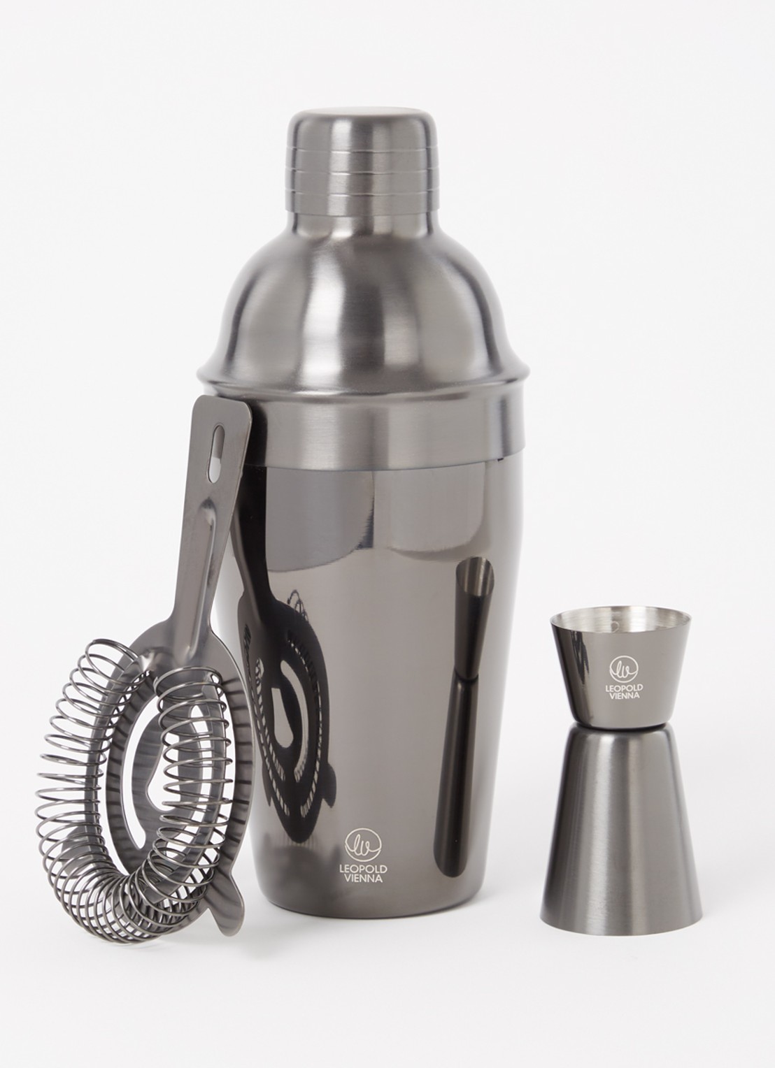 Leopold Vienna Acolon cocktailshakerset 50 cl set 3-delig - voorkant 2 zwart