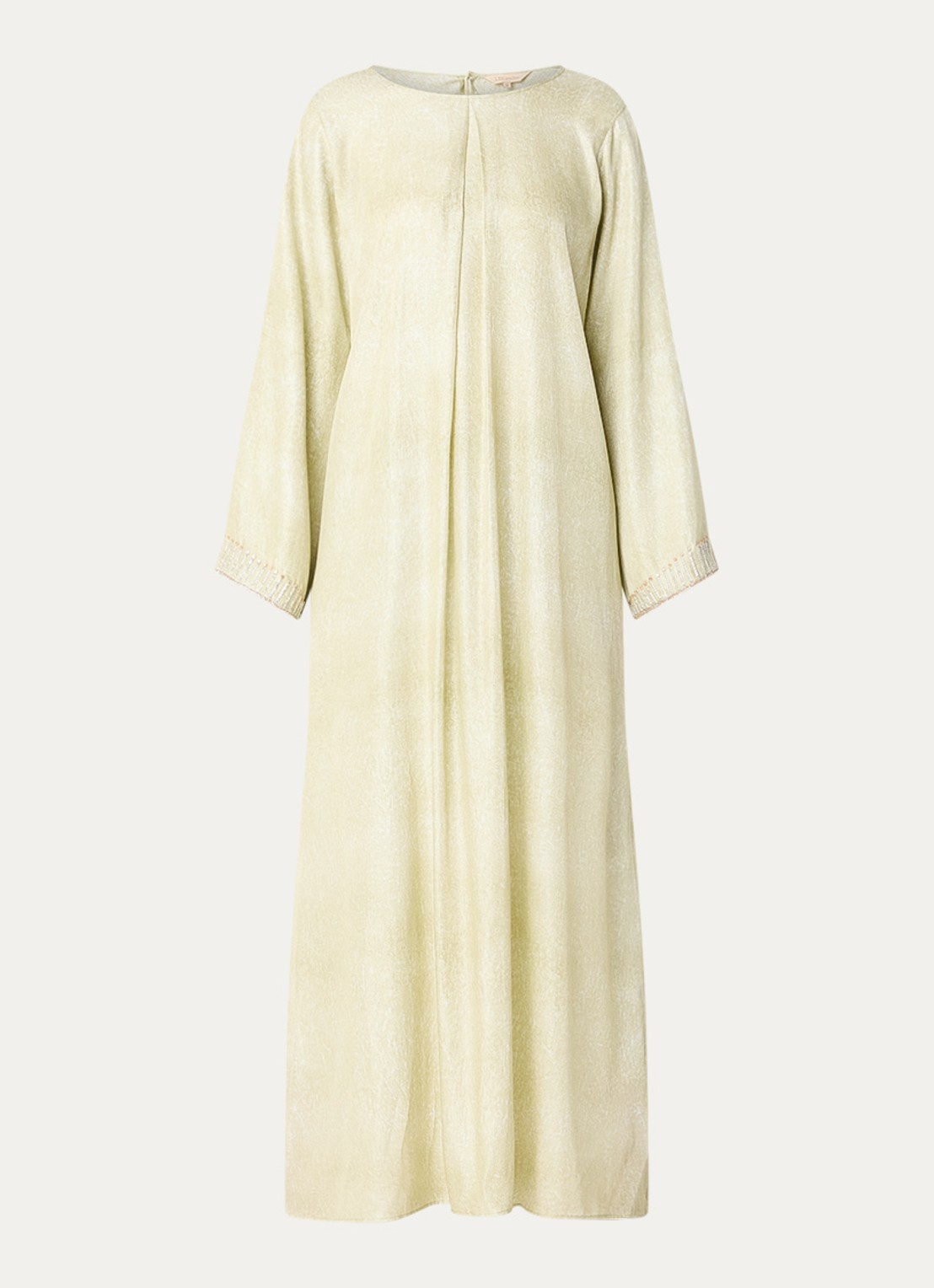 LES Atelier Aurelia maxi jurk met lurex en gemêleerd dessin - voorkant 2 lindegroen