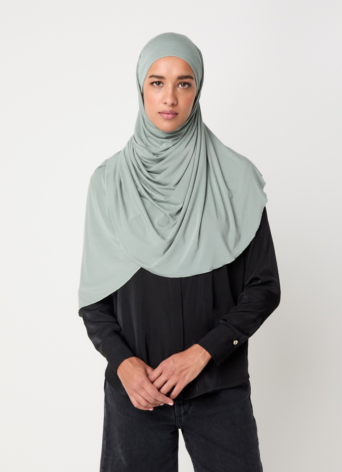 LES Atelier Bamboo Jersey hoofddoek 180 x 82 cm - voorkant 4 grijs