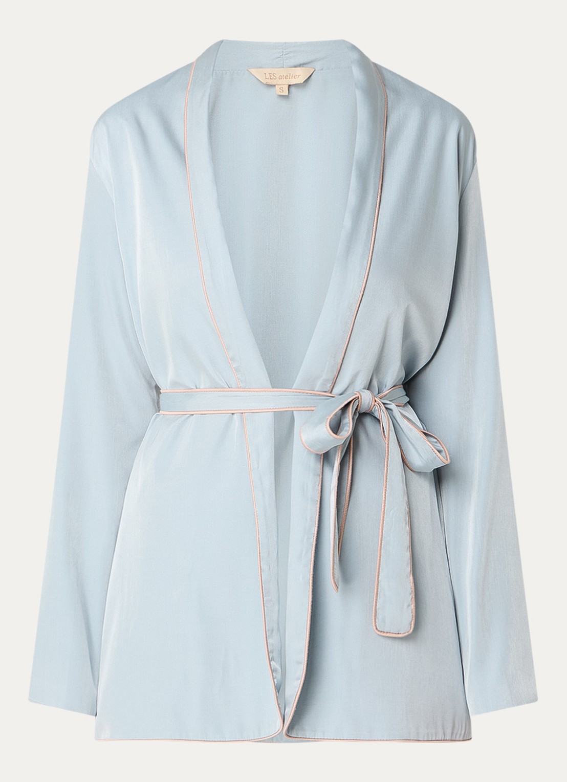 LES Atelier Eva kimono met strikceintuur - voorkant 2 lichtblauw