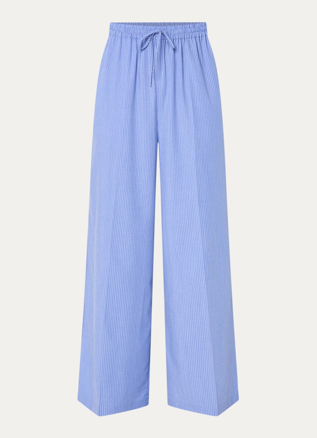 LES Atelier Ghala high waist straight fit broek met streepprint - voorkant 4 blauw