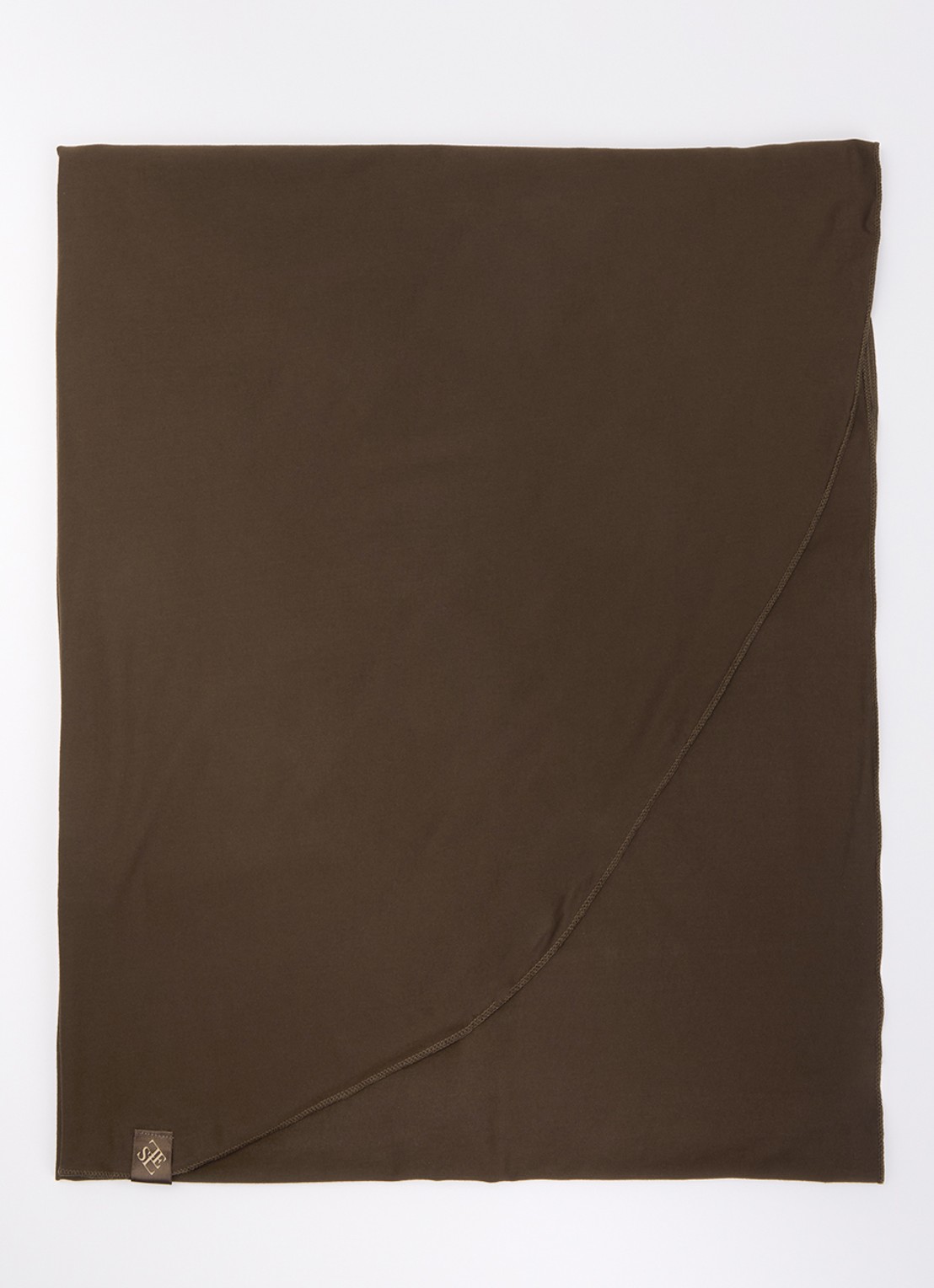 LES Atelier Hoofdoek met logo 180 x 80 cm - voorkant donkerbruin