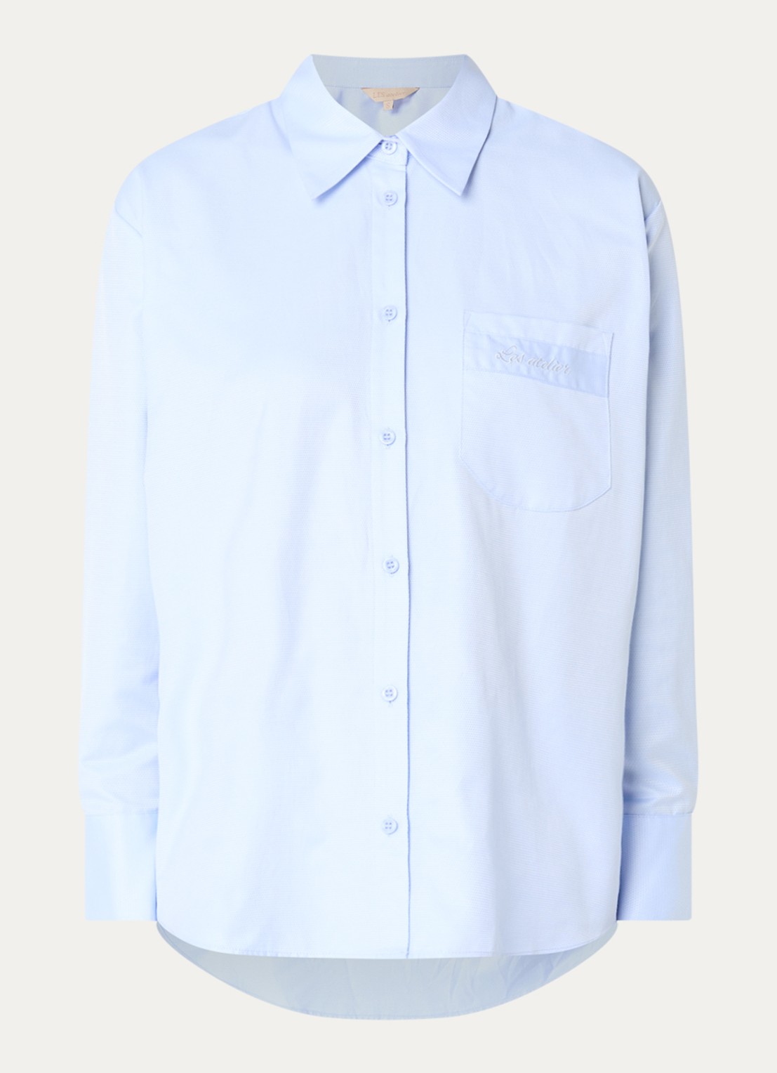 LES Atelier Itri blouse met borstzak - voorkant 4 lichtblauw