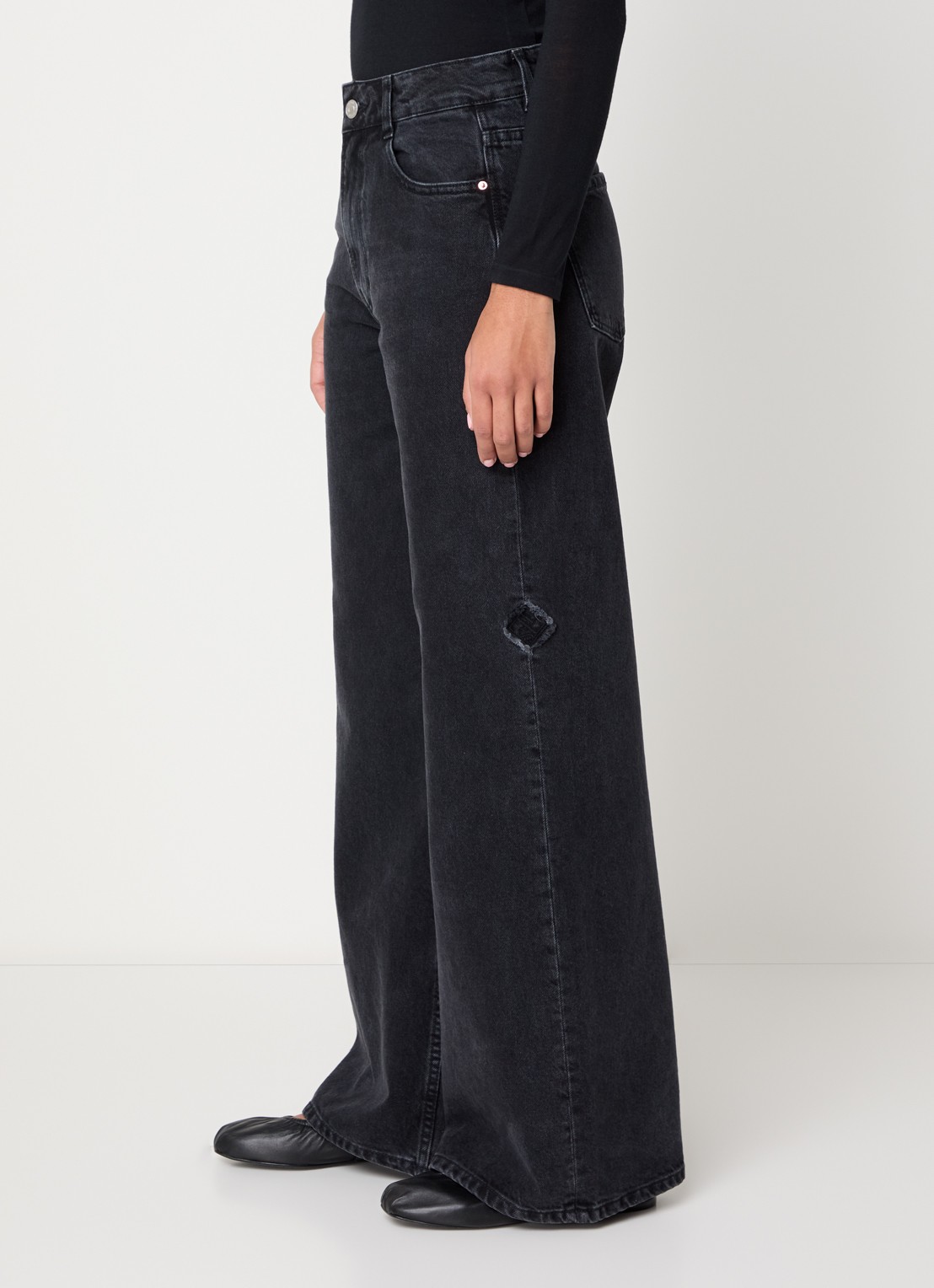 LES Atelier Laura high waist wide leg jeans met steekzakken - detail 2 zwart