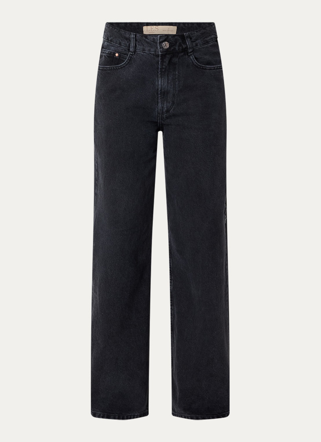 LES Atelier Laura high waist wide leg jeans met steekzakken - voorkant 4 zwart