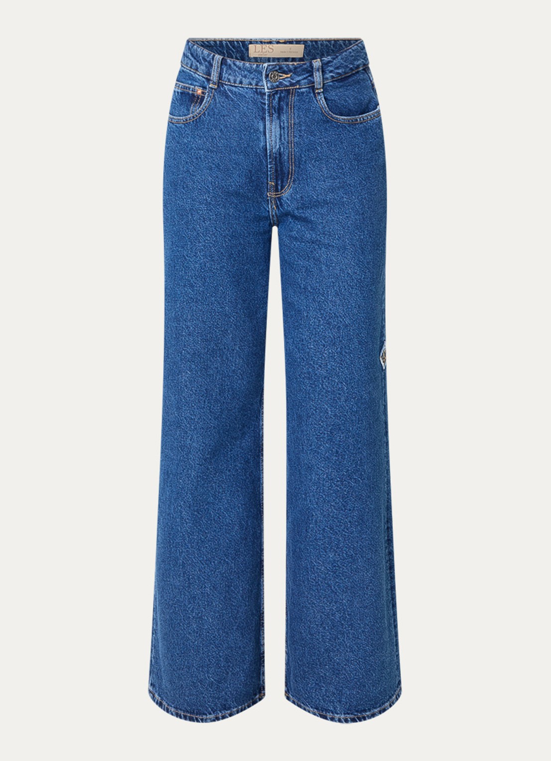 LES Atelier Laura high waist wide leg jeans met steekzakken - voorkant 5 indigo