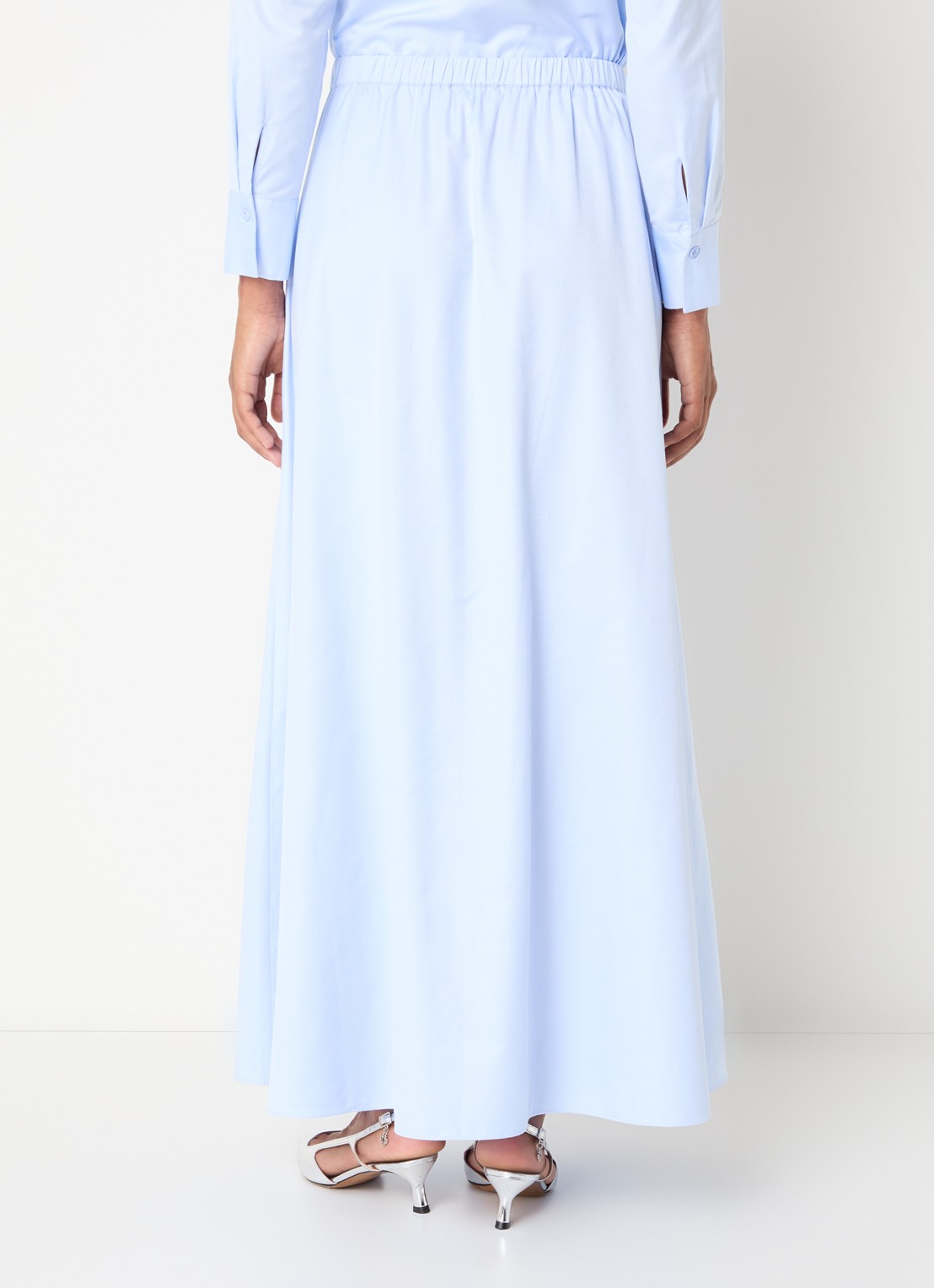 LES Atelier Luna maxi A-lijn rok met steekzakken - achterkant 3 lichtblauw