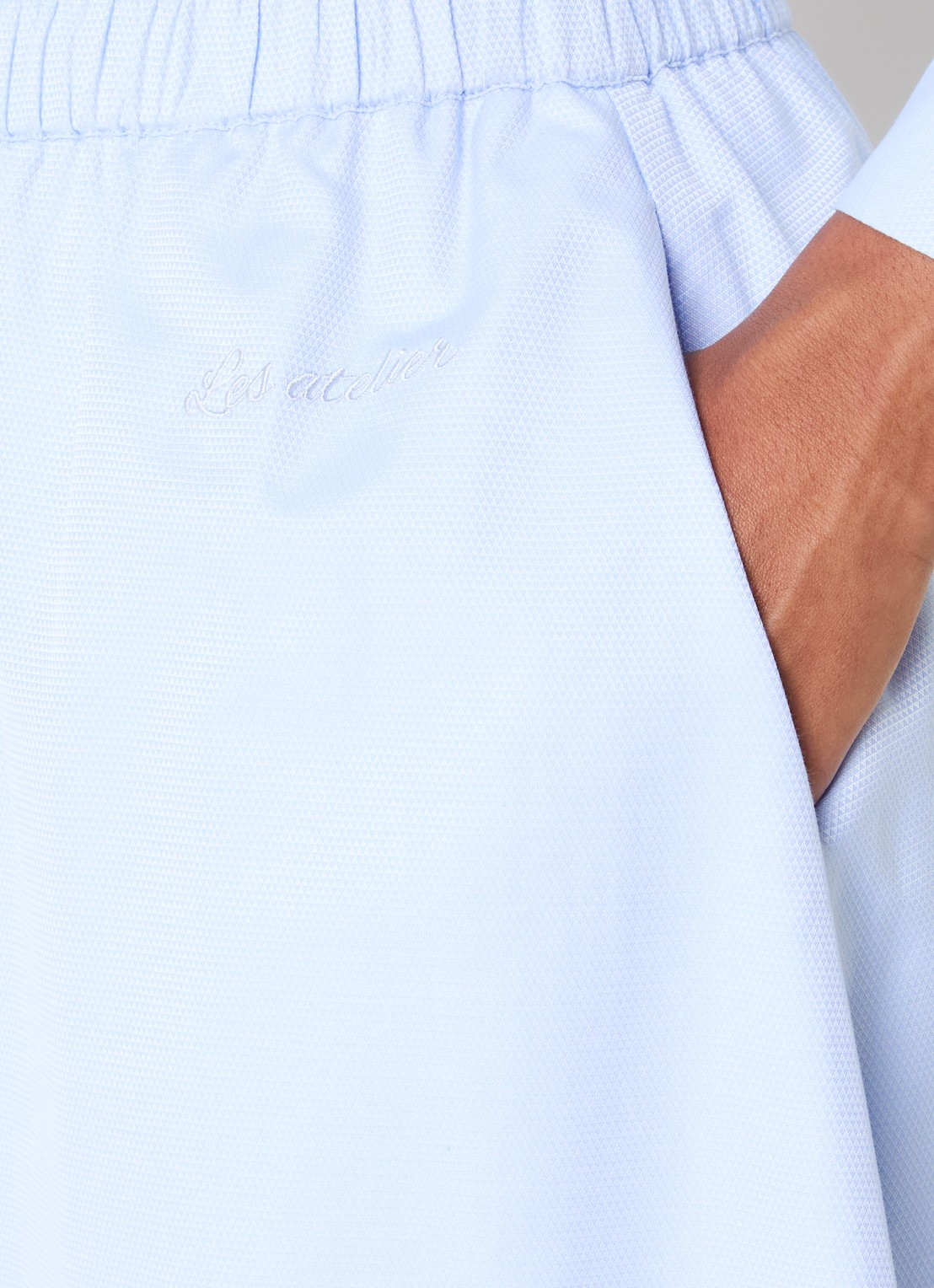LES Atelier Luna maxi A-lijn rok met steekzakken - detail 2 lichtblauw