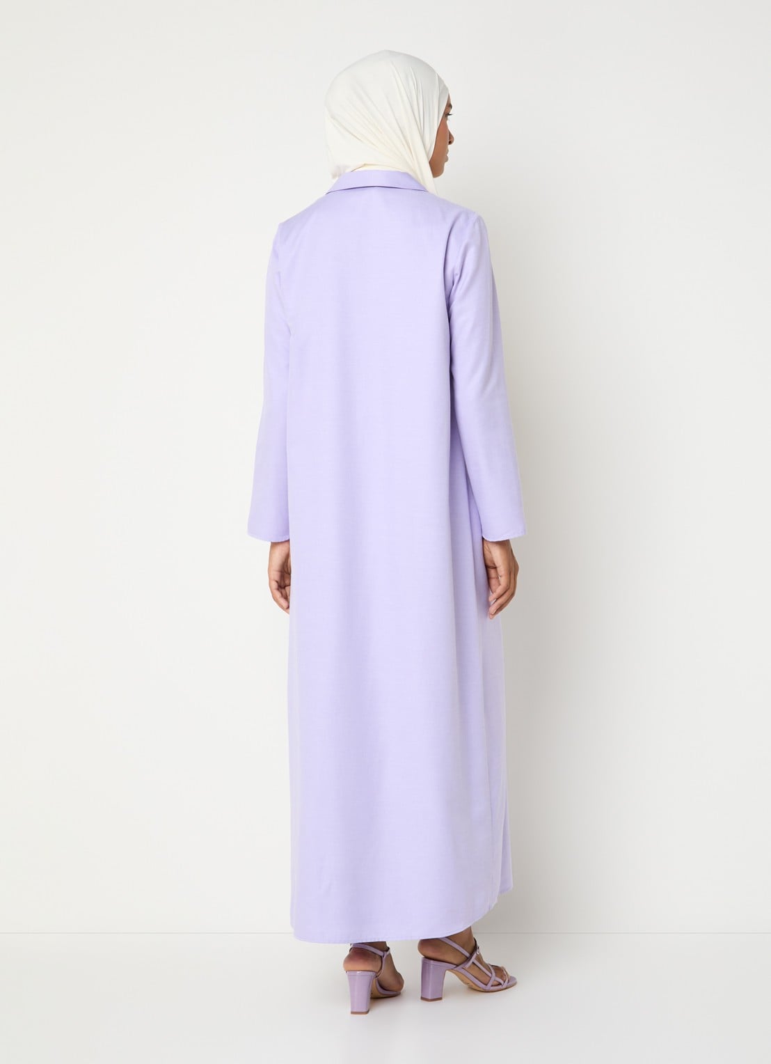 LES Atelier Maria maxi jurk met kraag en halve rits - achterkant 5 lila