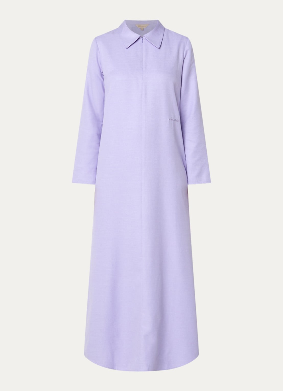LES Atelier Maria maxi jurk met kraag en halve rits - voorkant lila