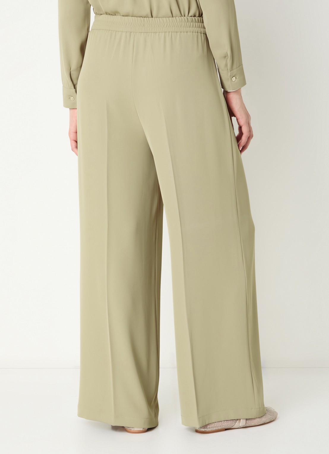 LES Atelier Mia high waist wide fit pantalon met stretch - achterkant 3 khaki
