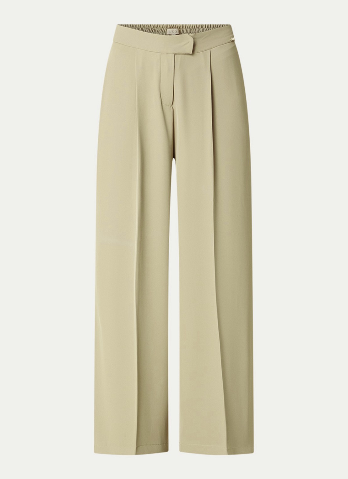 LES Atelier Mia high waist wide fit pantalon met stretch - voorkant 4 khaki