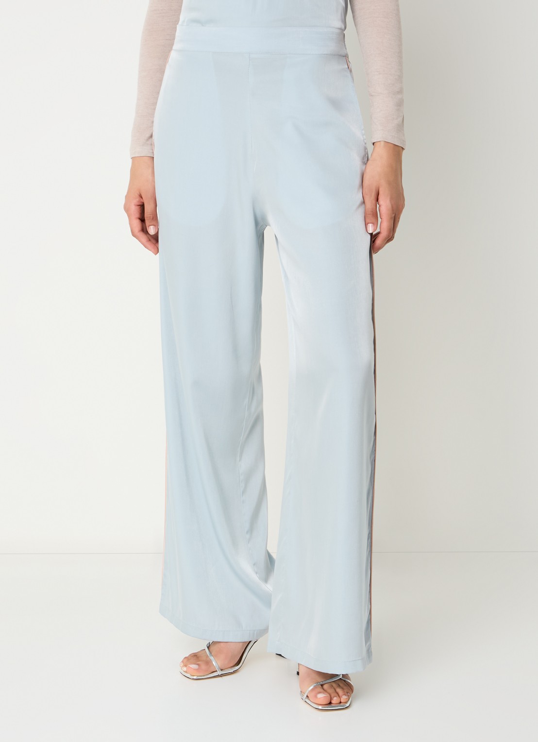 LES Atelier Mila high waist wide fit broek met steekzakken - detail 4 lichtblauw