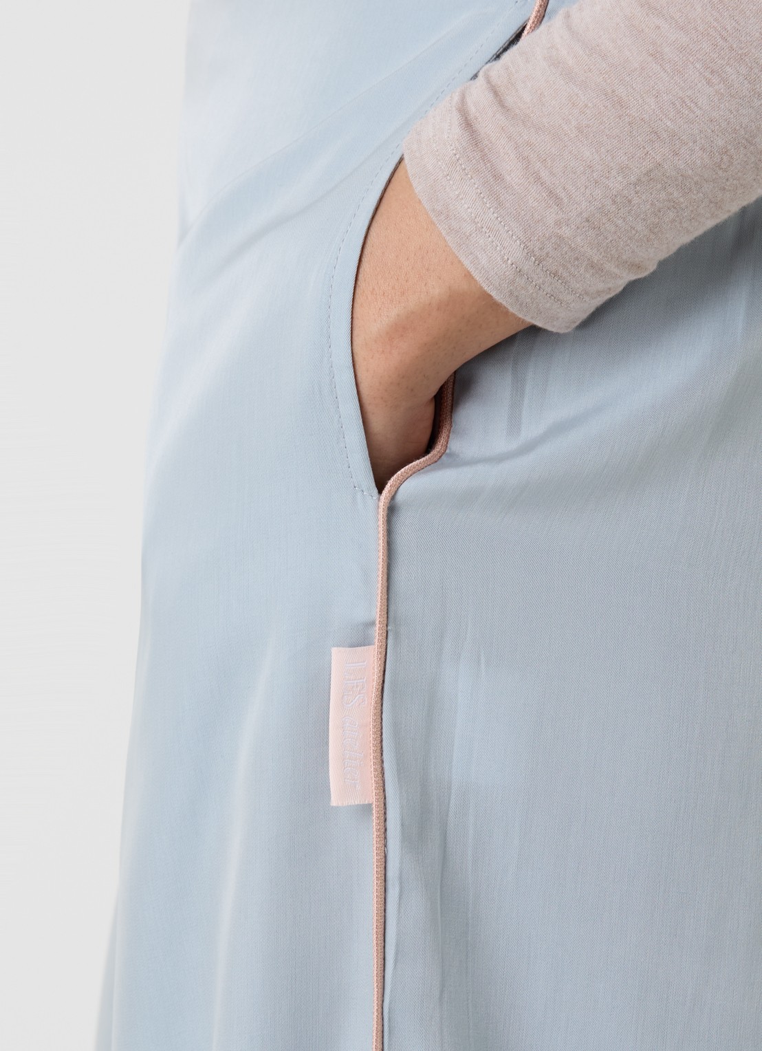LES Atelier Mila high waist wide fit broek met steekzakken - detail 5 lichtblauw