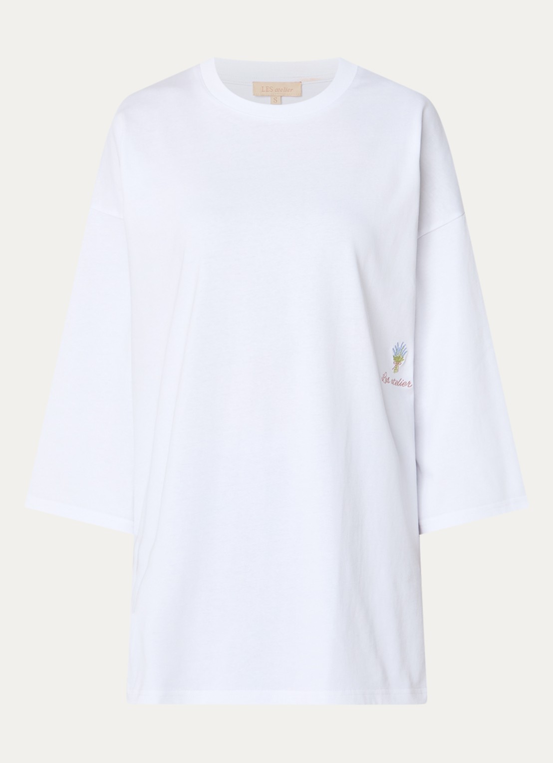 LES Atelier Nada oversized T-shirt met logoborduring - voorkant wit