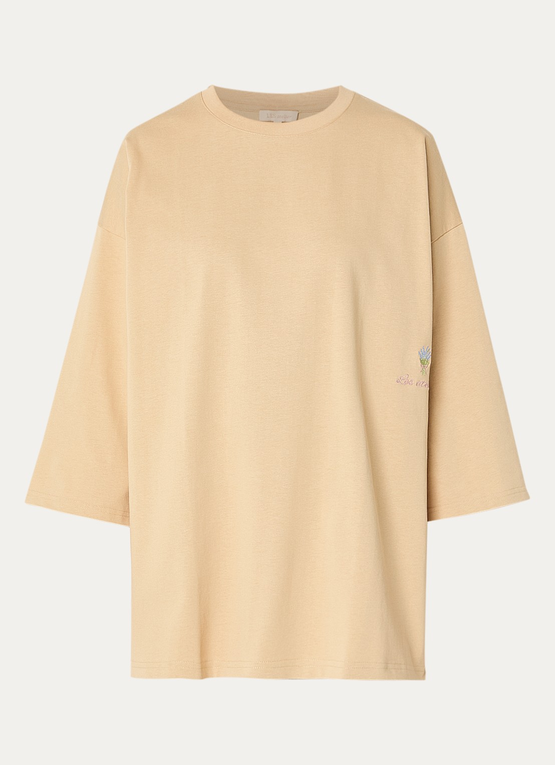 LES Atelier Nada oversized T-shirt met logoborduring - voorkant khaki