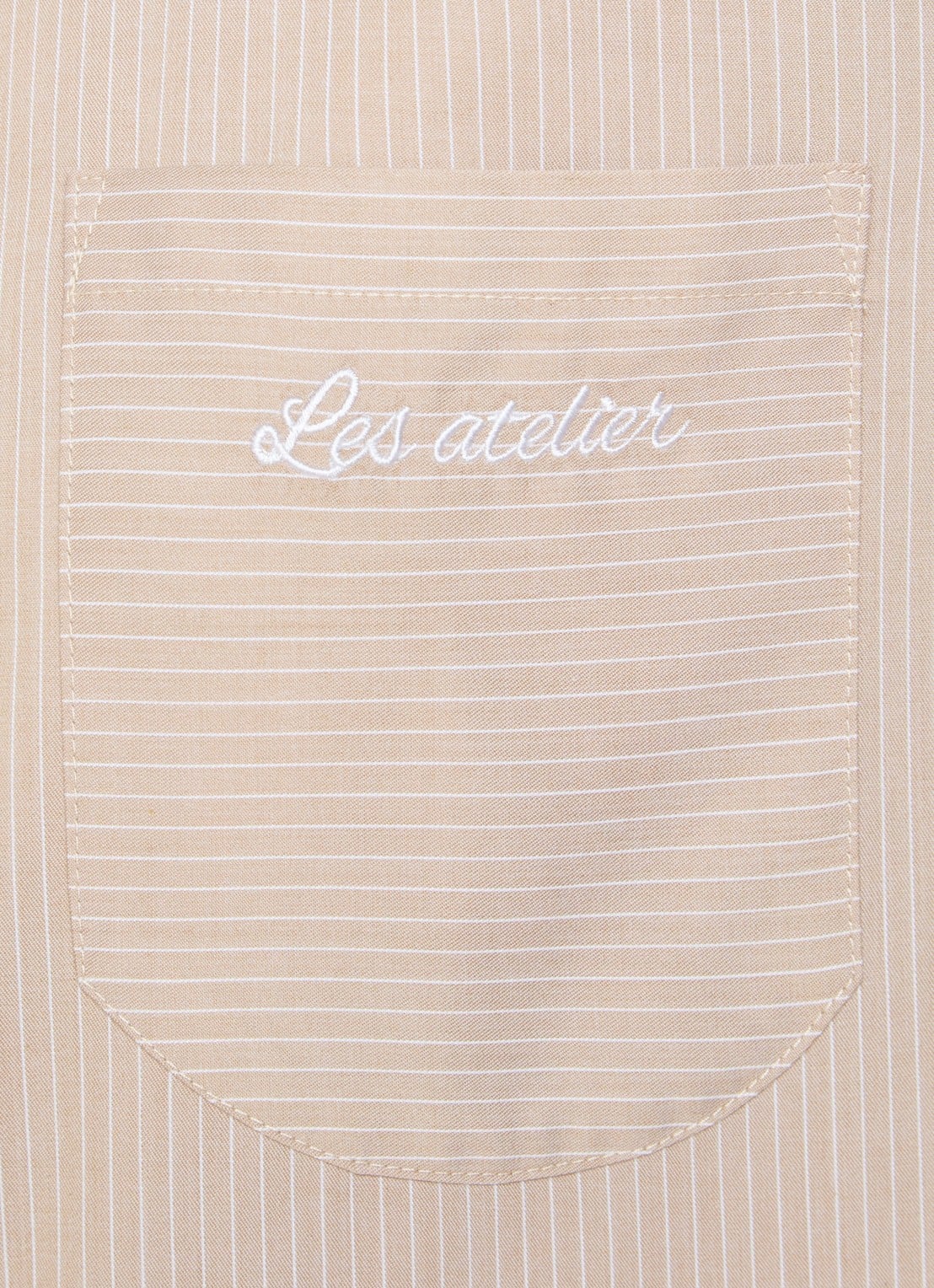 LES Atelier Salmia blouse met borstzak en streepprint - detail 3 khaki
