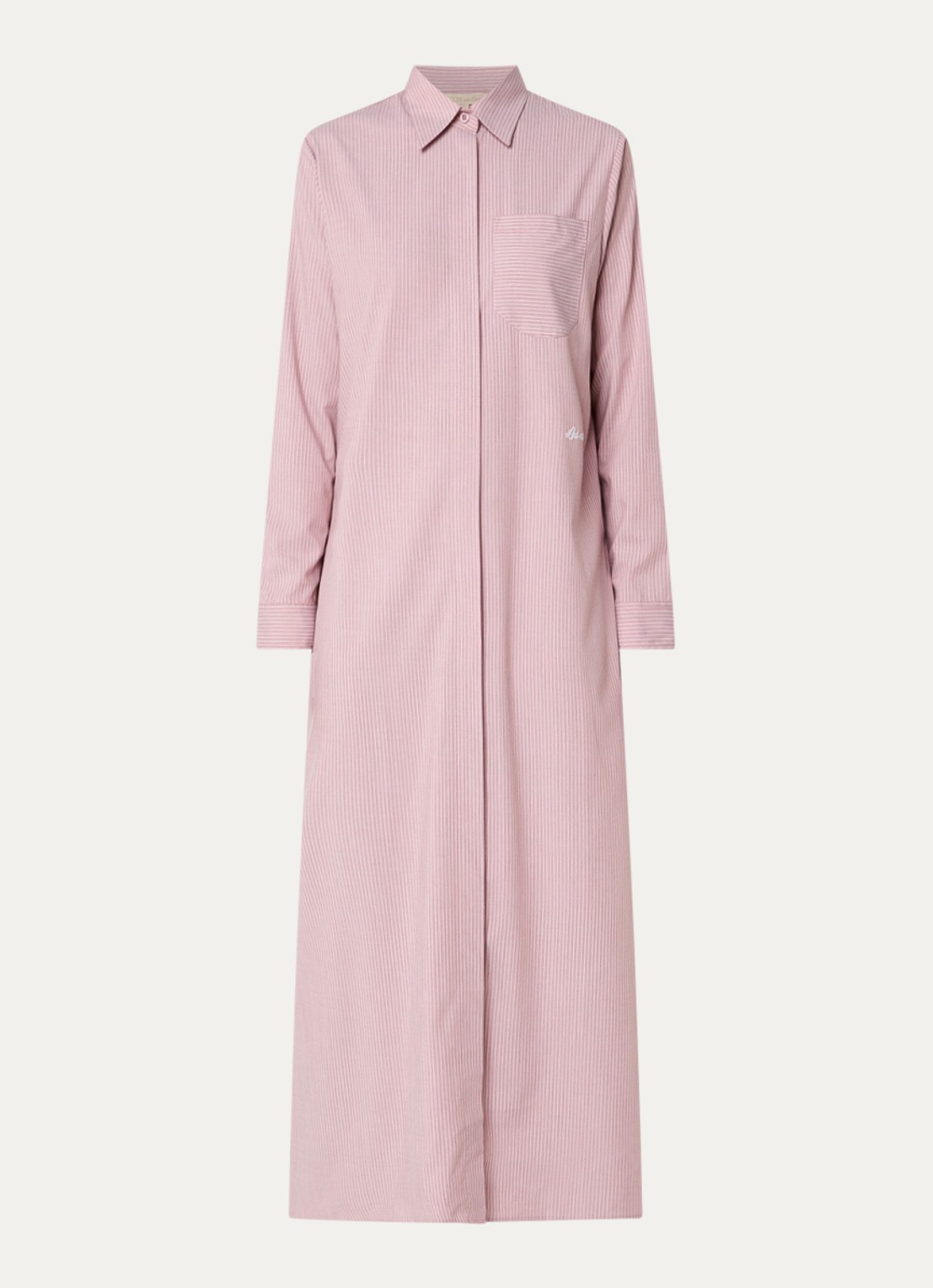 LES Atelier Shey maxi blousejurk met borstzak en stippenprint - voorkant 4 oudroze