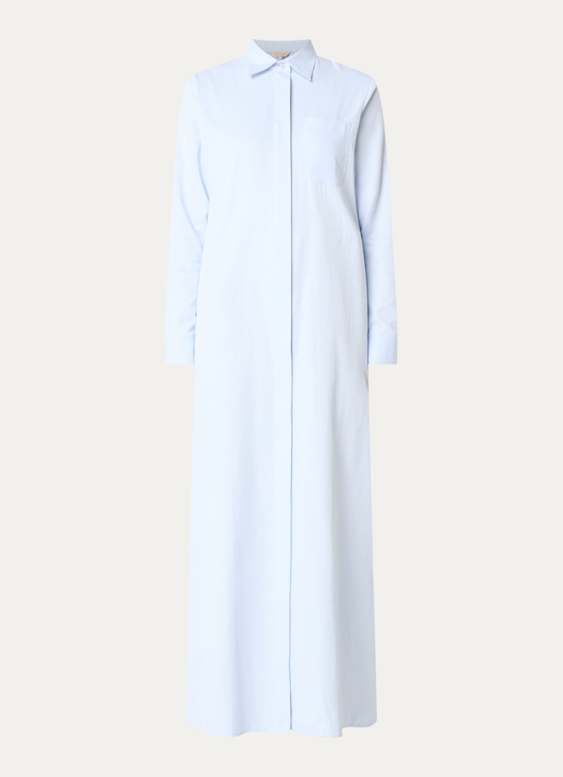 LES Atelier Shey maxi blousejurk met borstzak en stippenprint - voorkant 4 lichtblauw