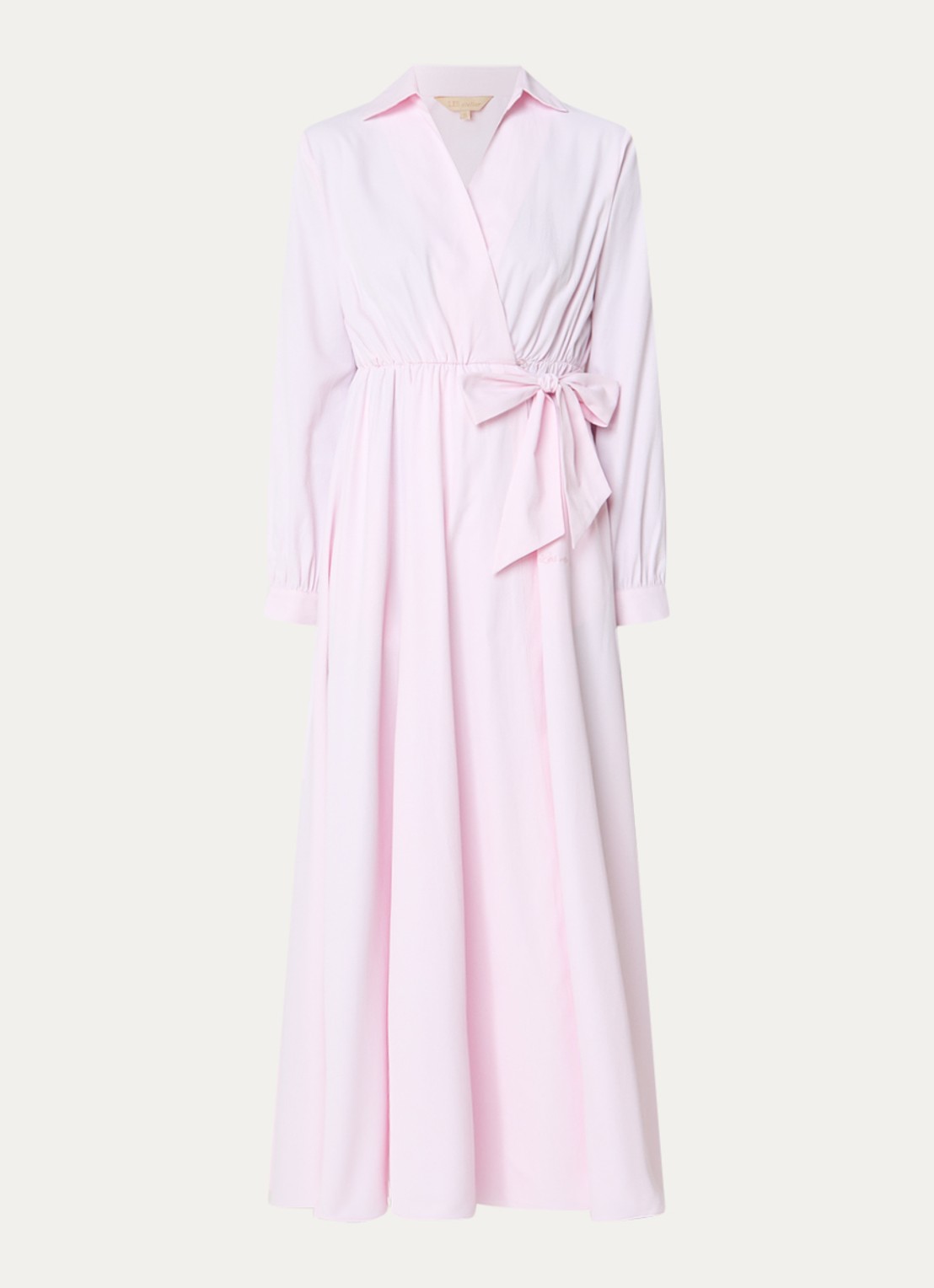 LES Atelier Sofia maxi wikkeljurk met steekzakken - voorkant 3 roze