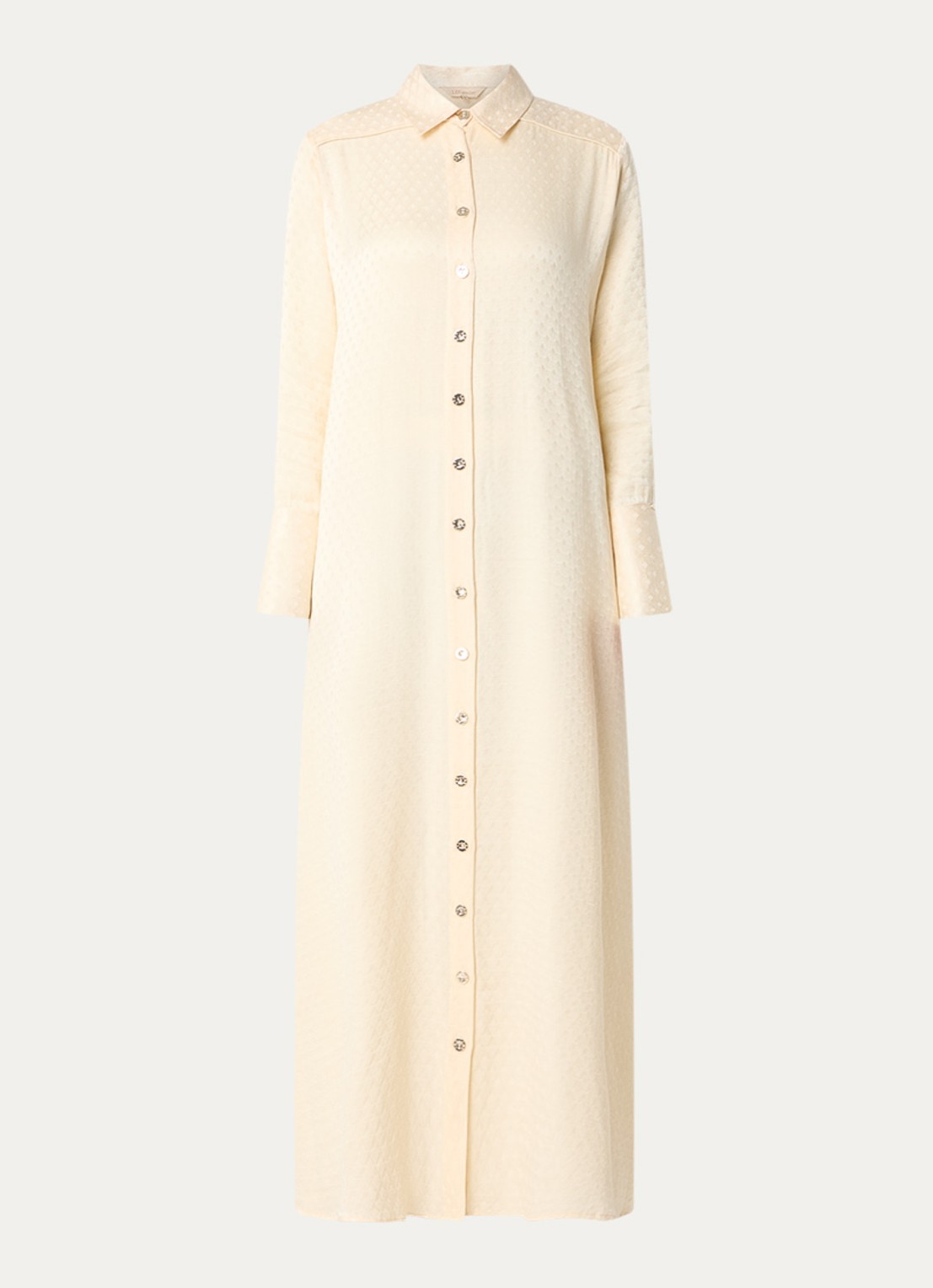 LES Atelier Yolie maxi blousejurk met jacquard dessin - voorkant 2 lichtgeel