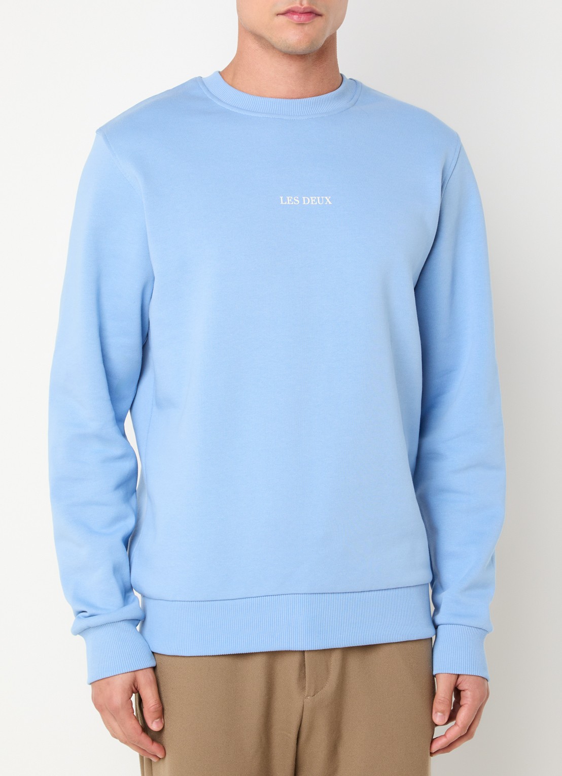 Les Deux Andrew sweater met logoprint - detail blauw