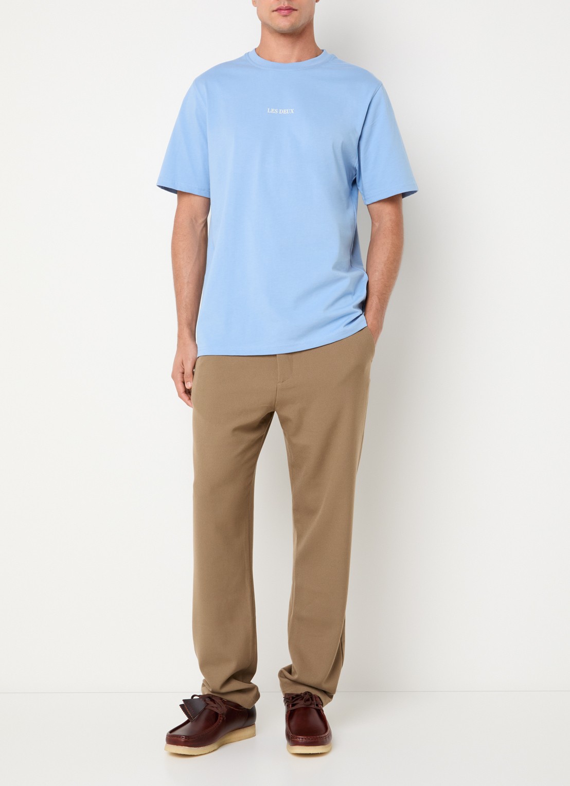 Les Deux Andrew T-shirt met logoprint - voorkant 4 blauw