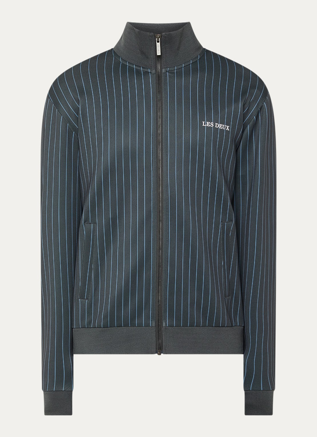 Les Deux Ballier jack met logo en streepprint - voorkant middengrijs