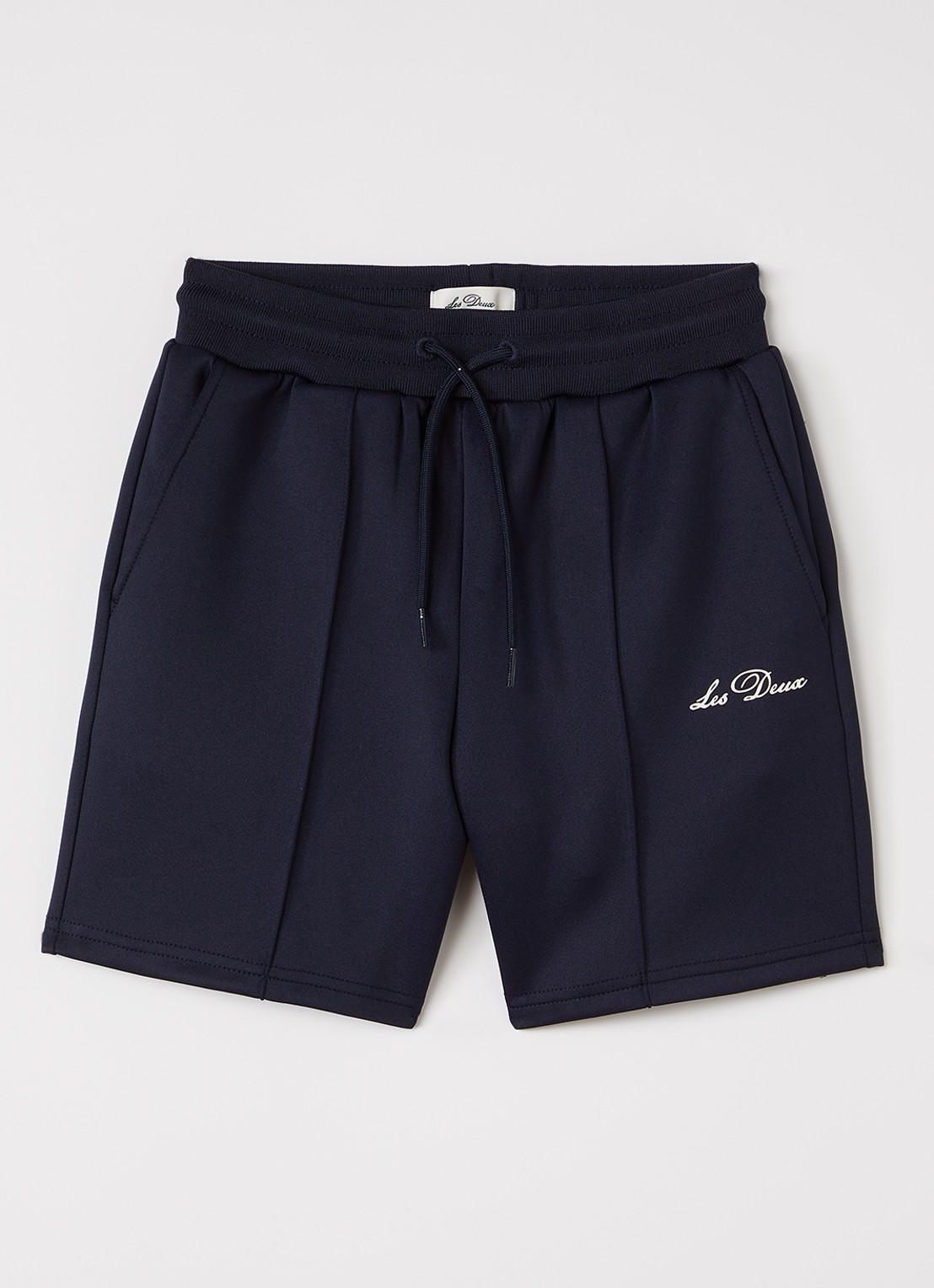 Les Deux Ballier straight fit trackpants met logo - voorkant donkerblauw