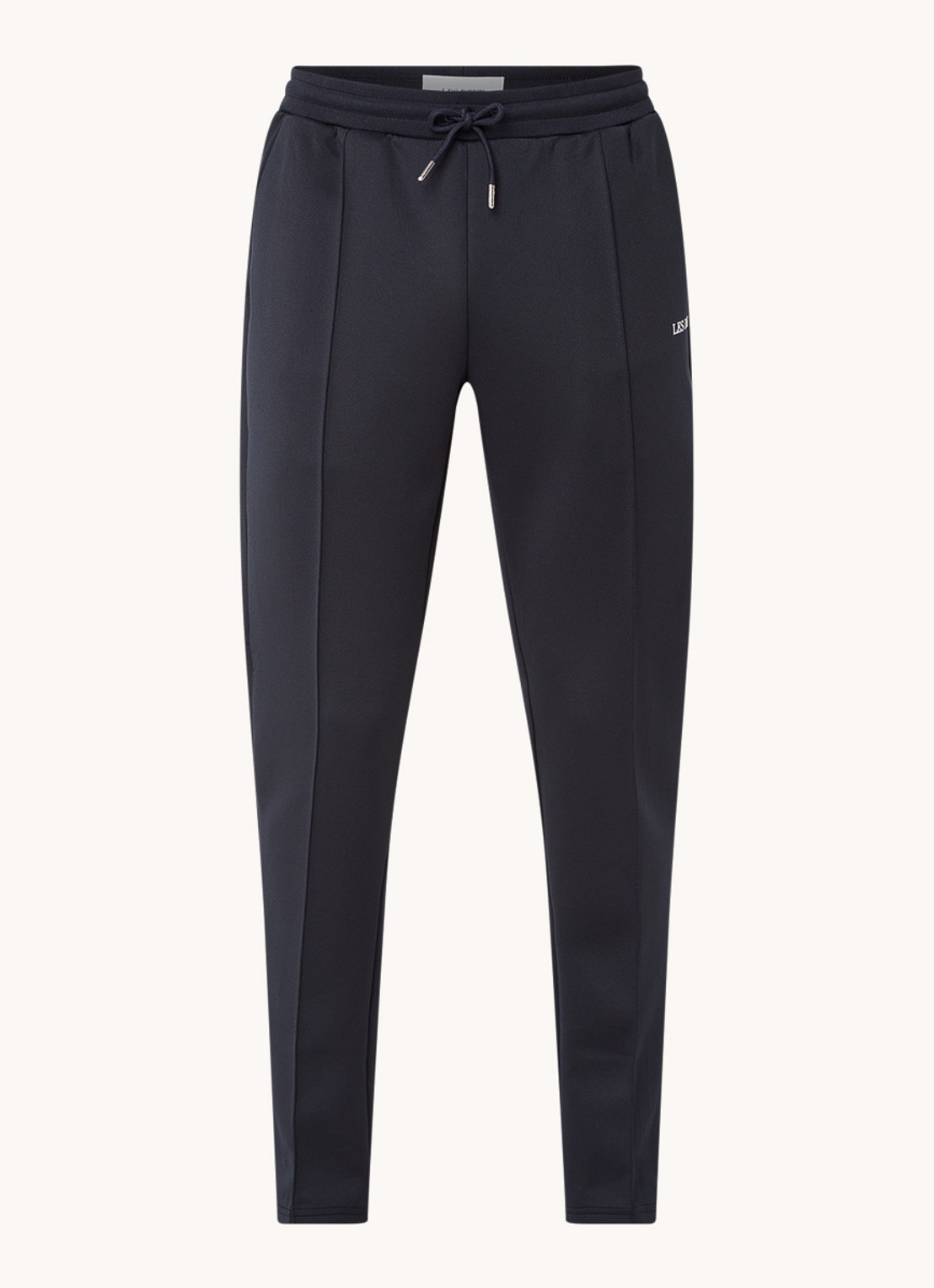 Les Deux Ballier straight fit trackpants met steekzakken en logo - voorkant donkerblauw