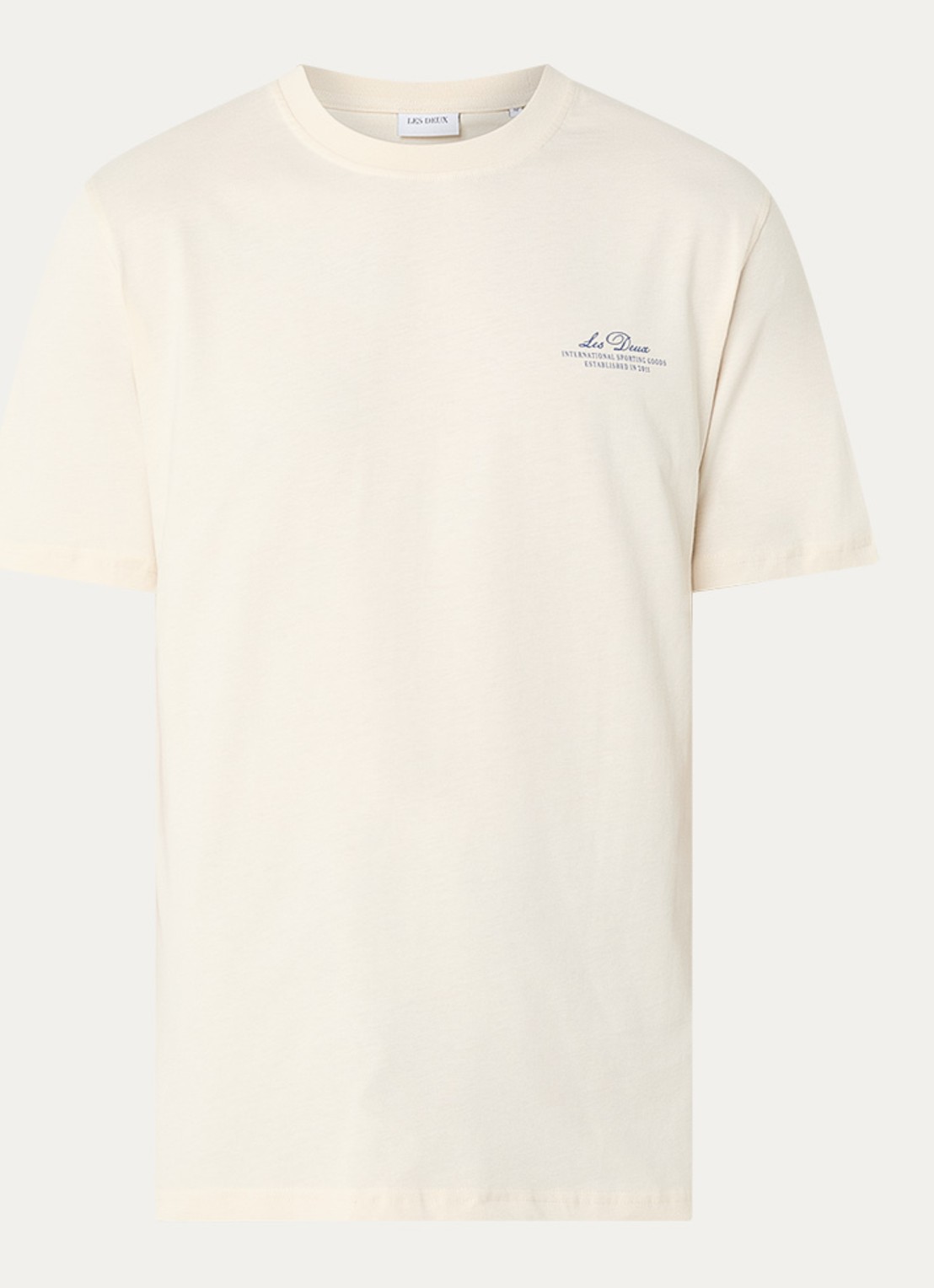Les Deux Ben Globe T-shirt met logo- en backprint - voorkant 3 creme
