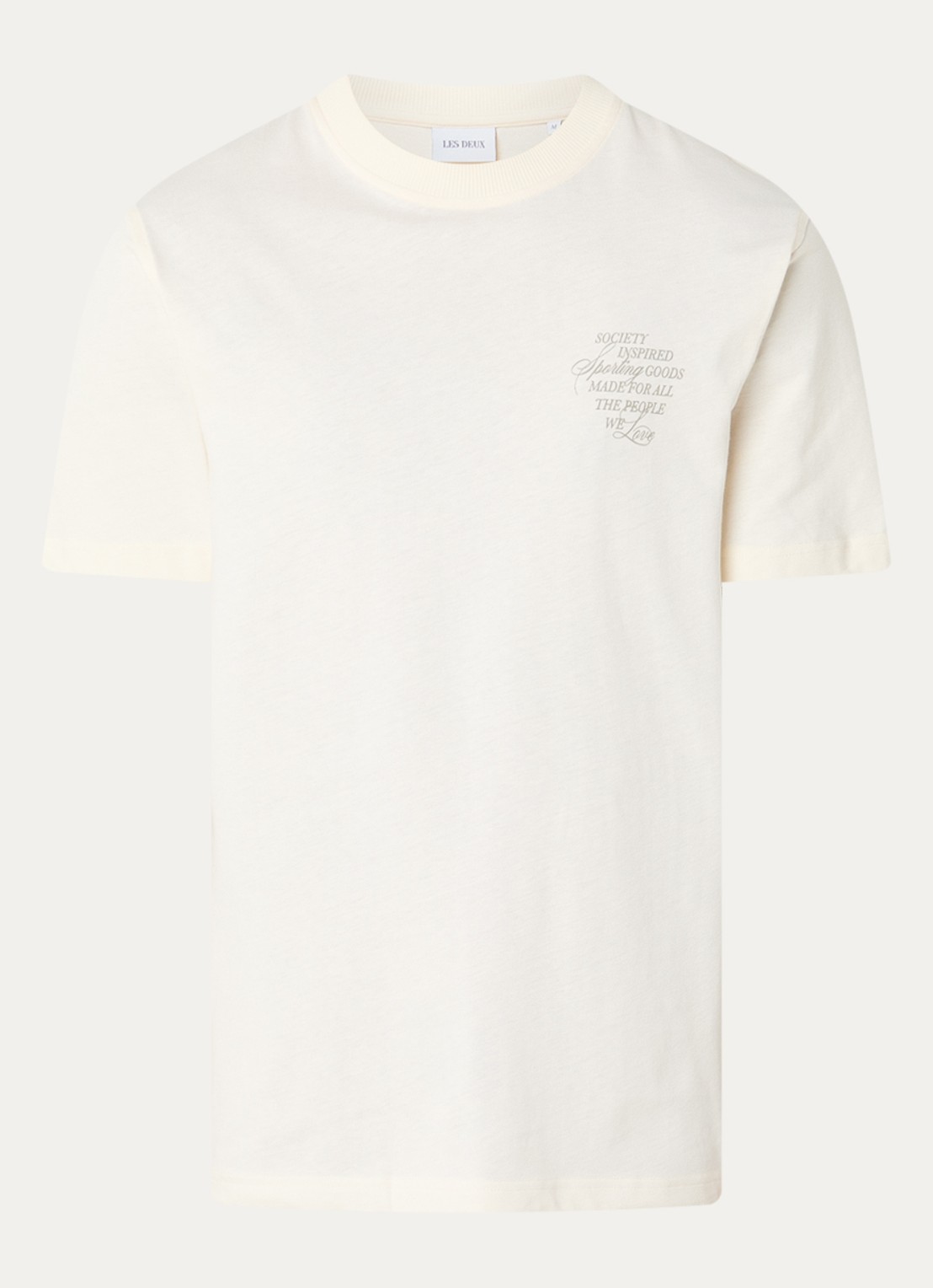 Les Deux Ben T-shirt met logo- en backprint - voorkant gebroken wit