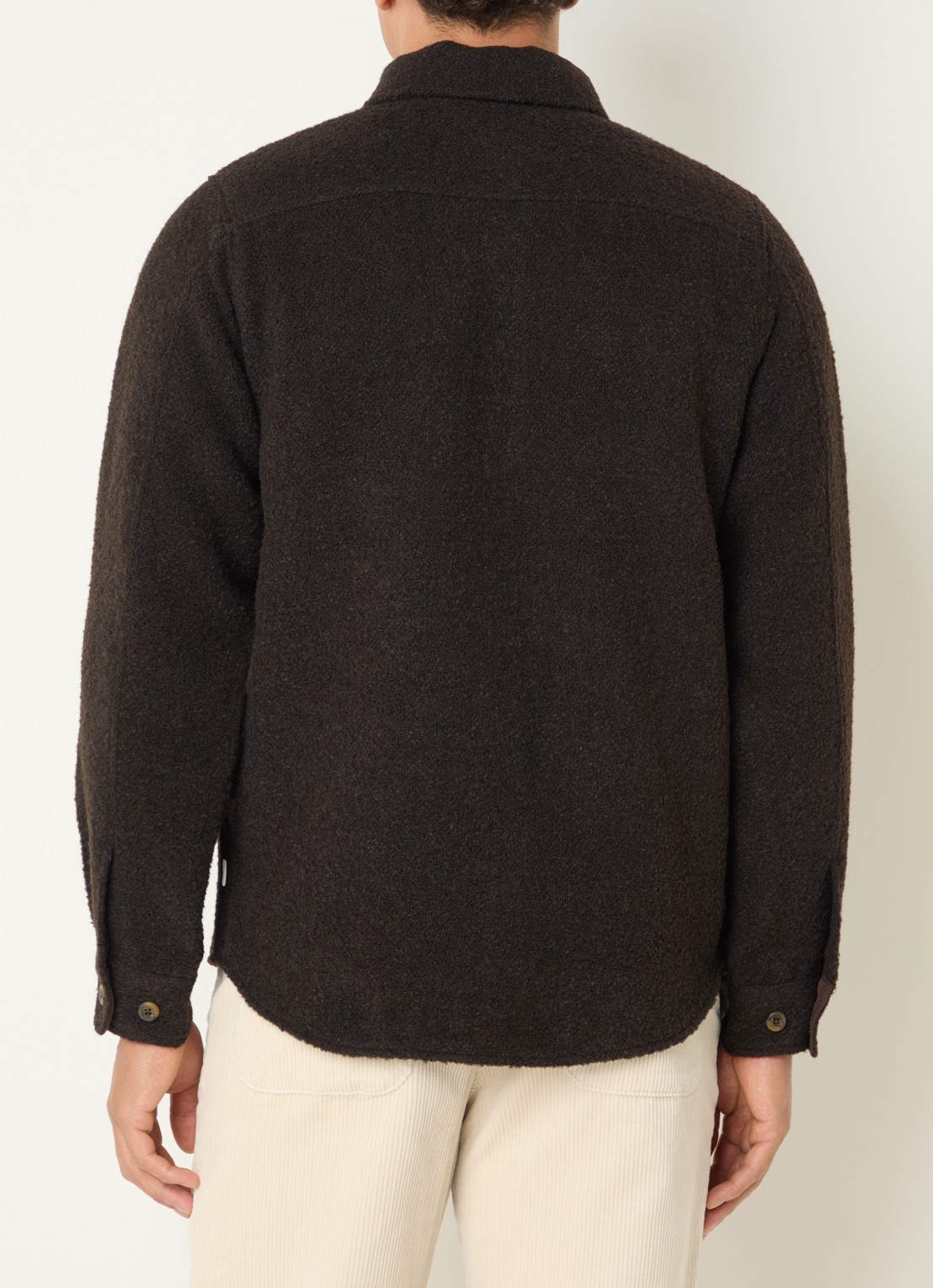 Les Deux Boucle overshirt in wolblend met borstzakken - achterkant 2 donkerbruin