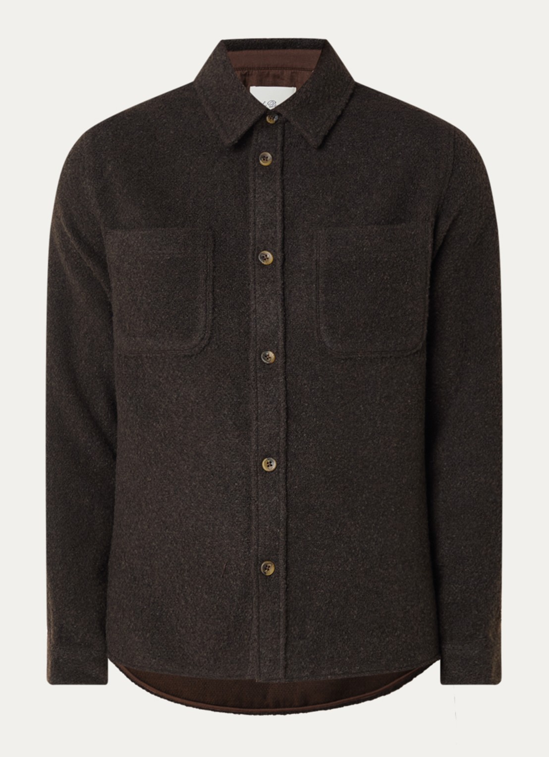 Les Deux Boucle overshirt in wolblend met borstzakken - voorkant 3 donkerbruin