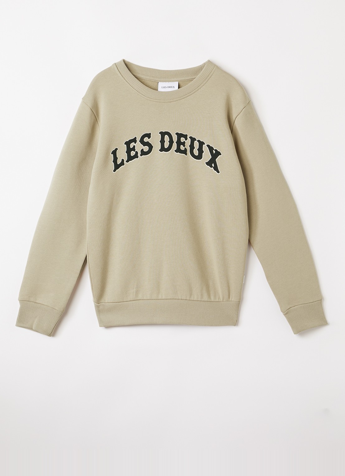 Les Deux Brady Western sweater met flock logoprint - voorkant beige