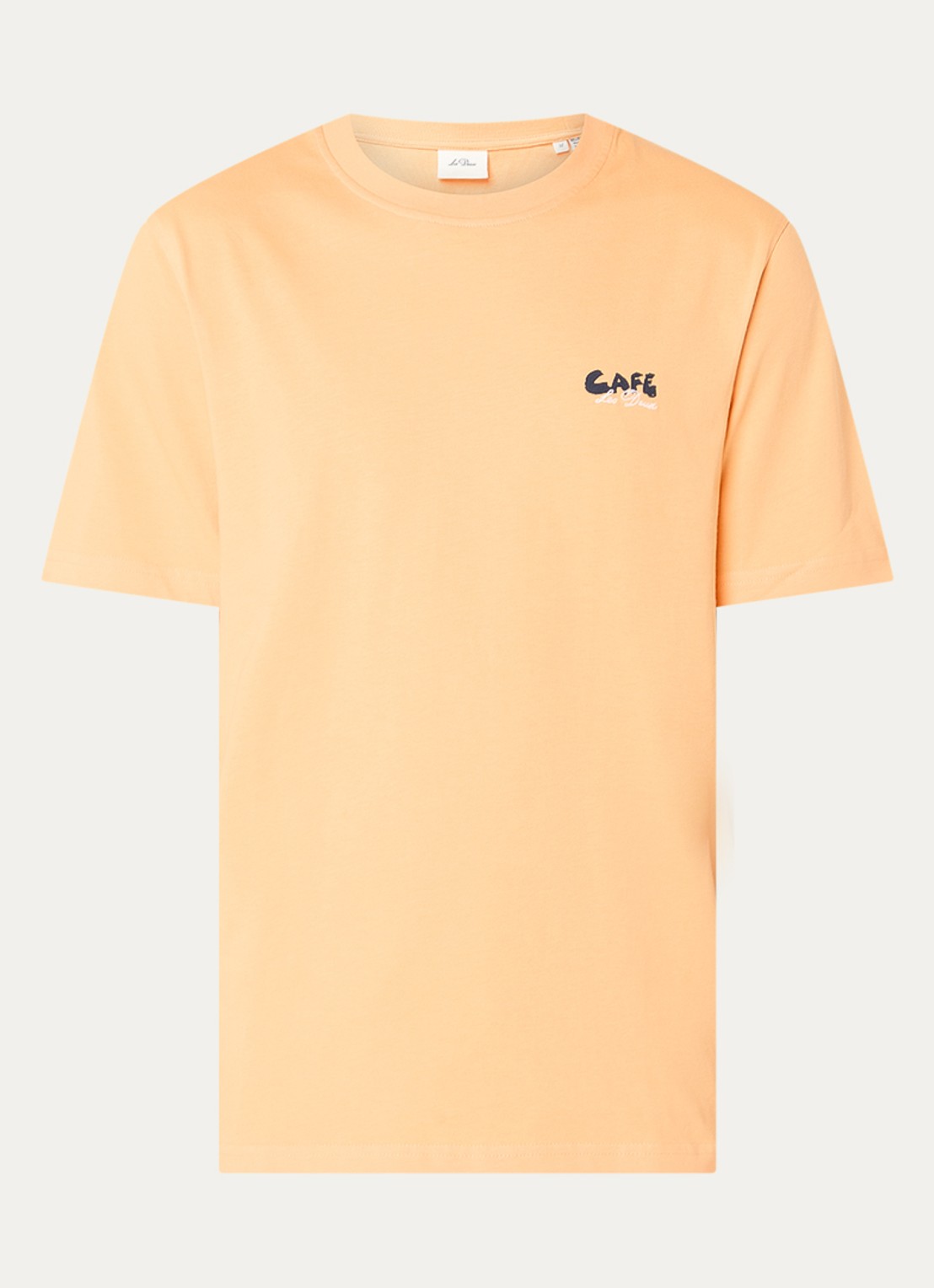 Les Deux Cafe T-shirt met logo- en backprint - voorkant 2 oranje