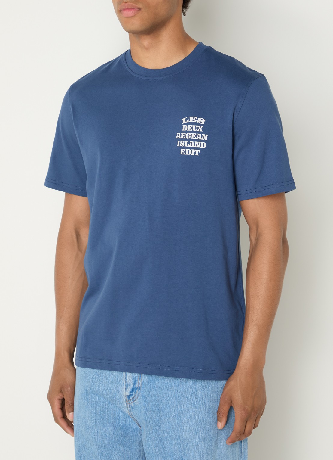 Les Deux Ceramic T-shirt met logo- en backprint - achterkant 4 blauw