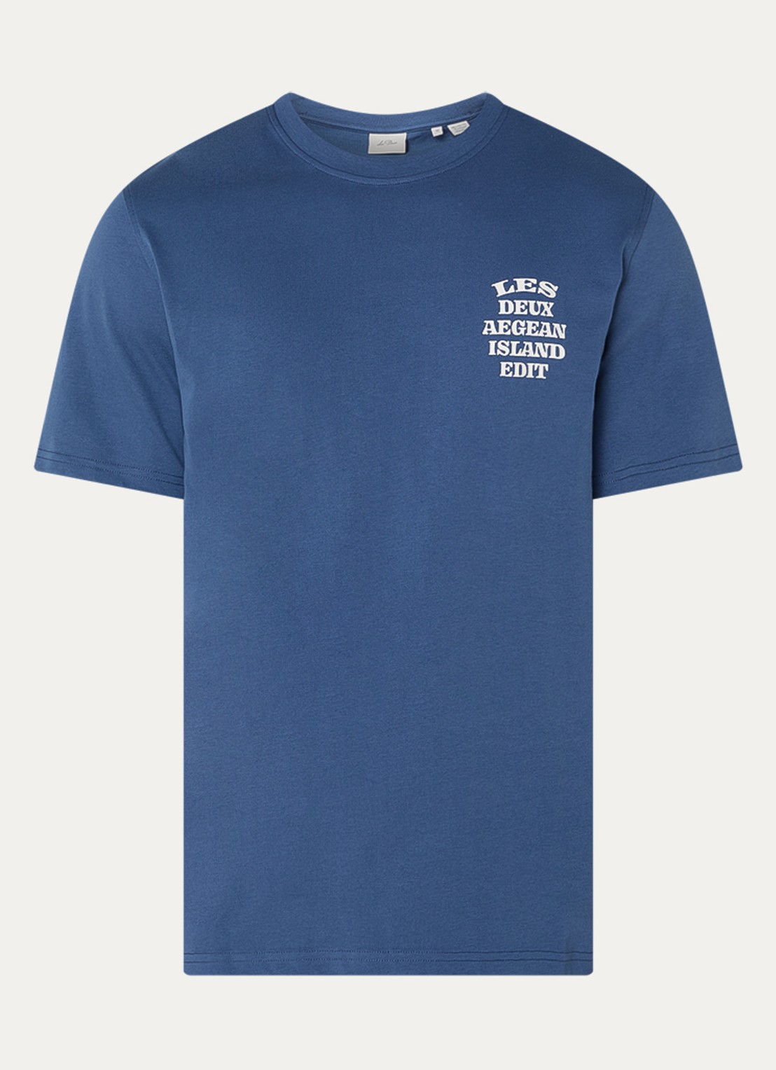 Les Deux Ceramic T-shirt met logo- en backprint - voorkant 2 blauw