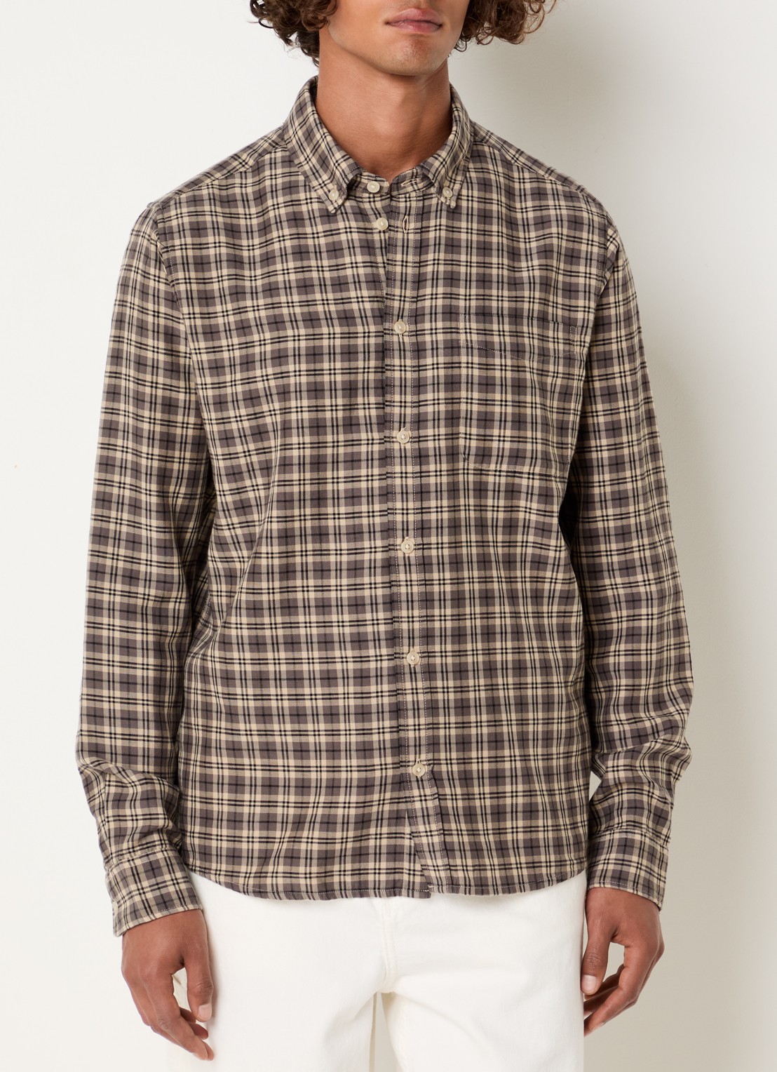 Les Deux Check regular fit overhemd met ruitdessin - detail zwart