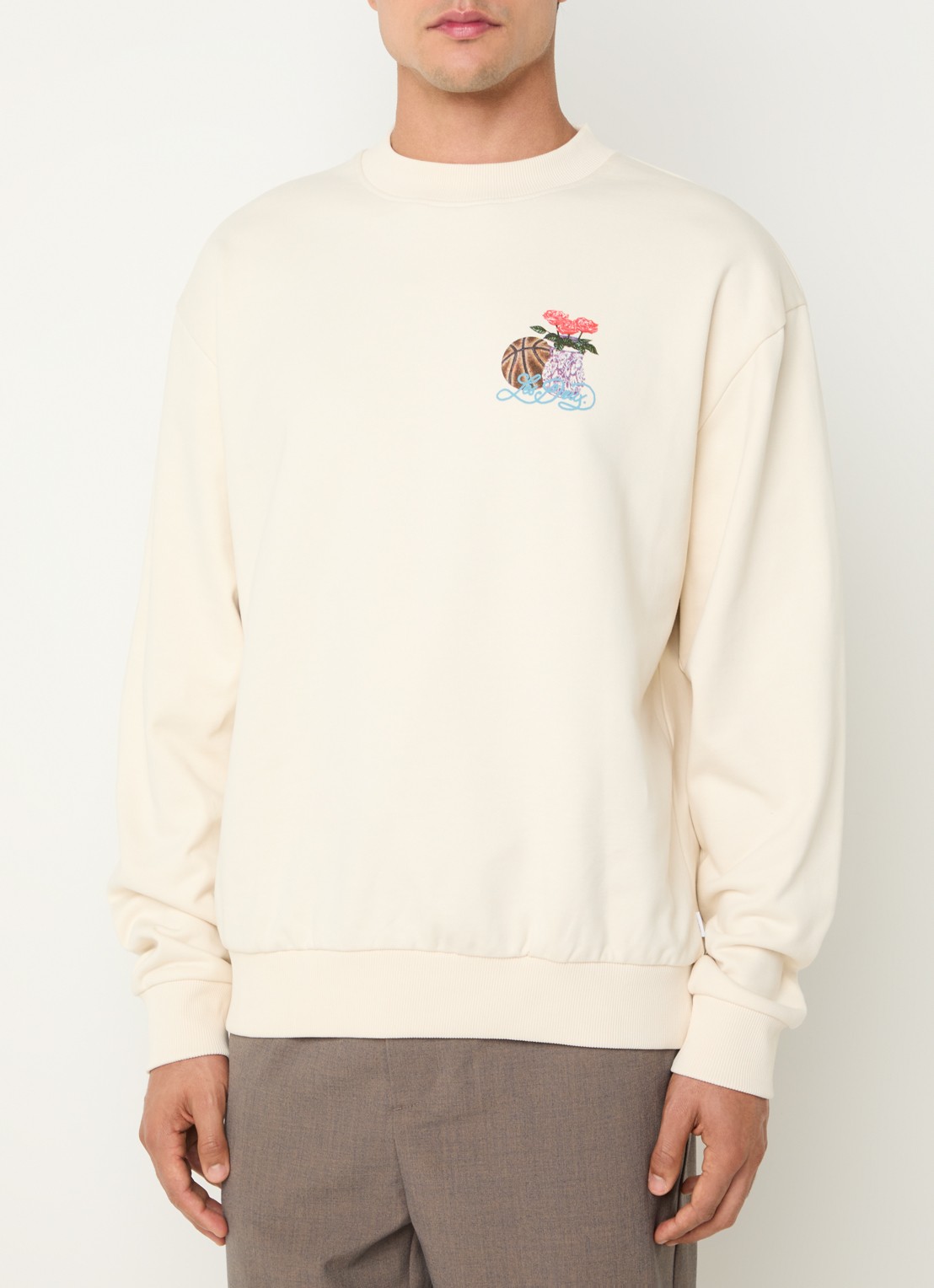 Les Deux Cole sweater met logo- en backprint - achterkant 3 creme