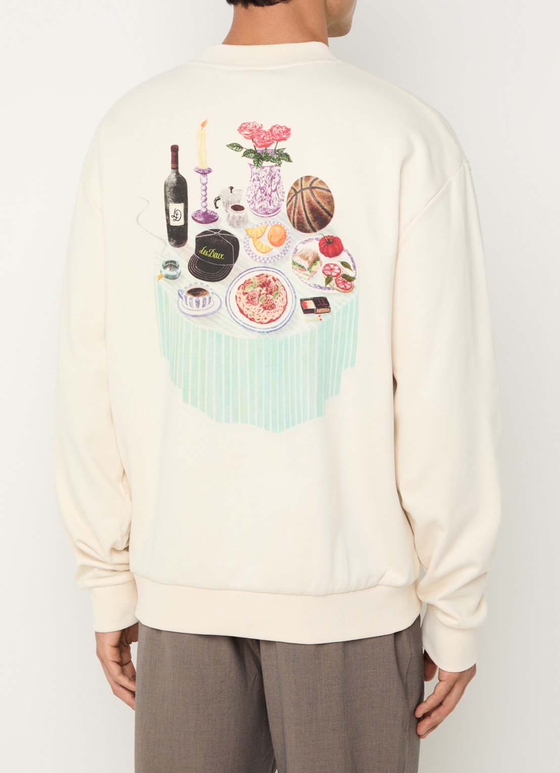 Les Deux Cole sweater met logo- en backprint - detail 4 creme