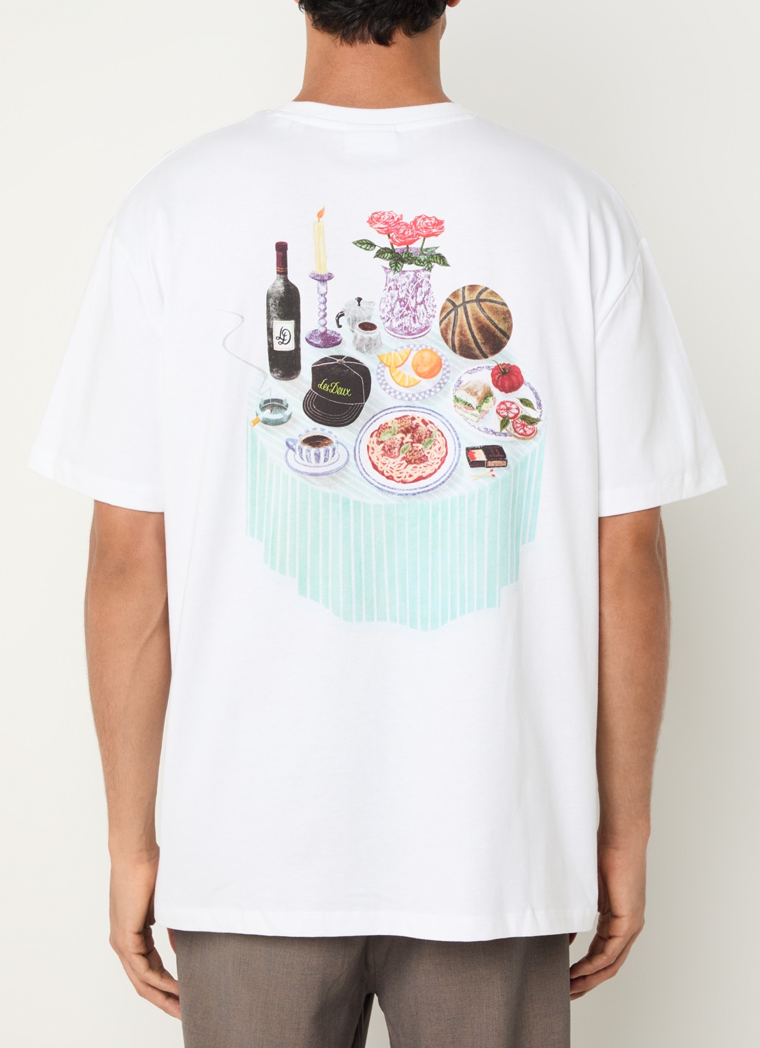Les Deux Cole T-shirt met logo- en backprint - detail 4 wit