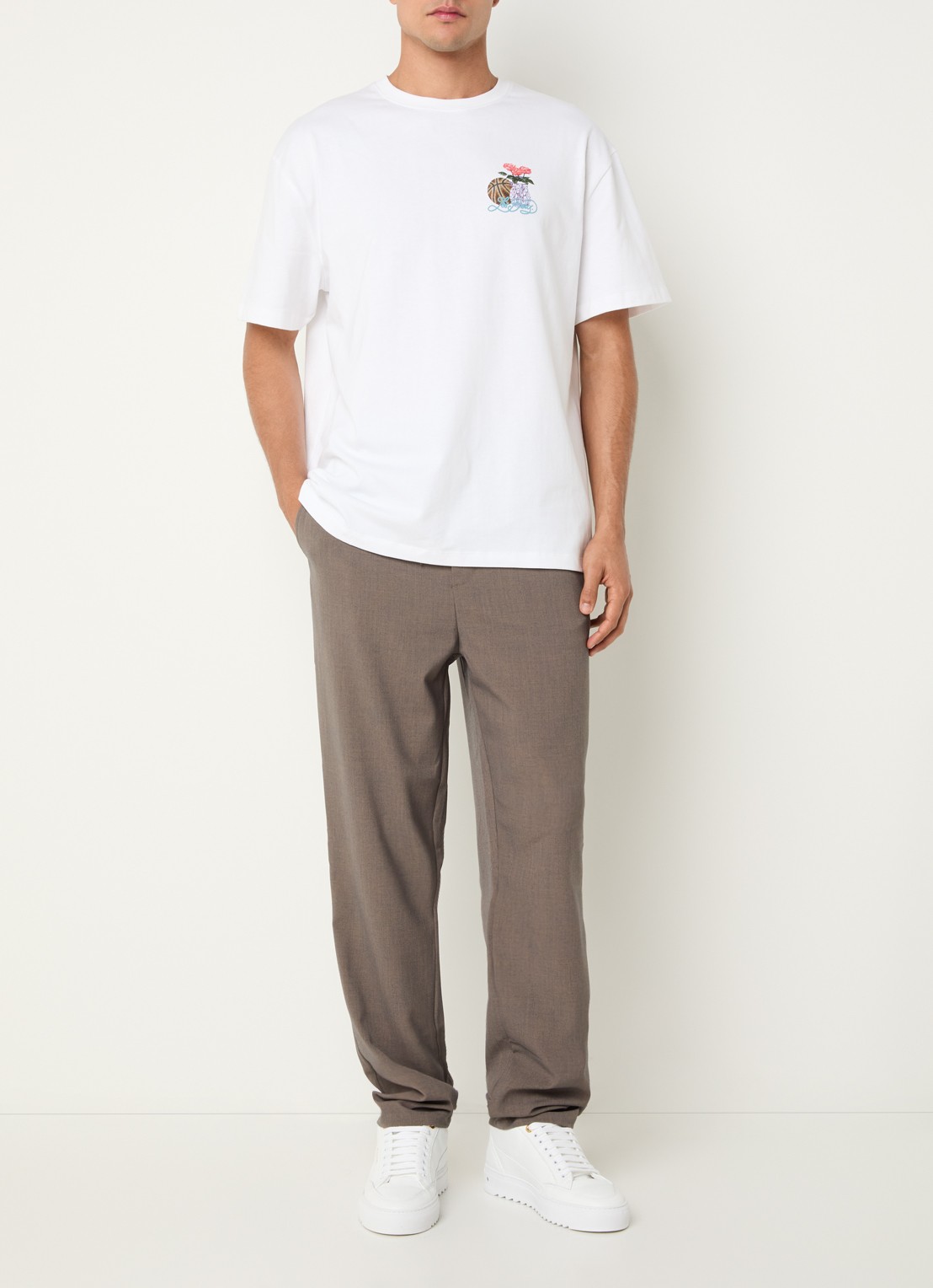 Les Deux Cole T-shirt met logo- en backprint - voorkant 2 wit