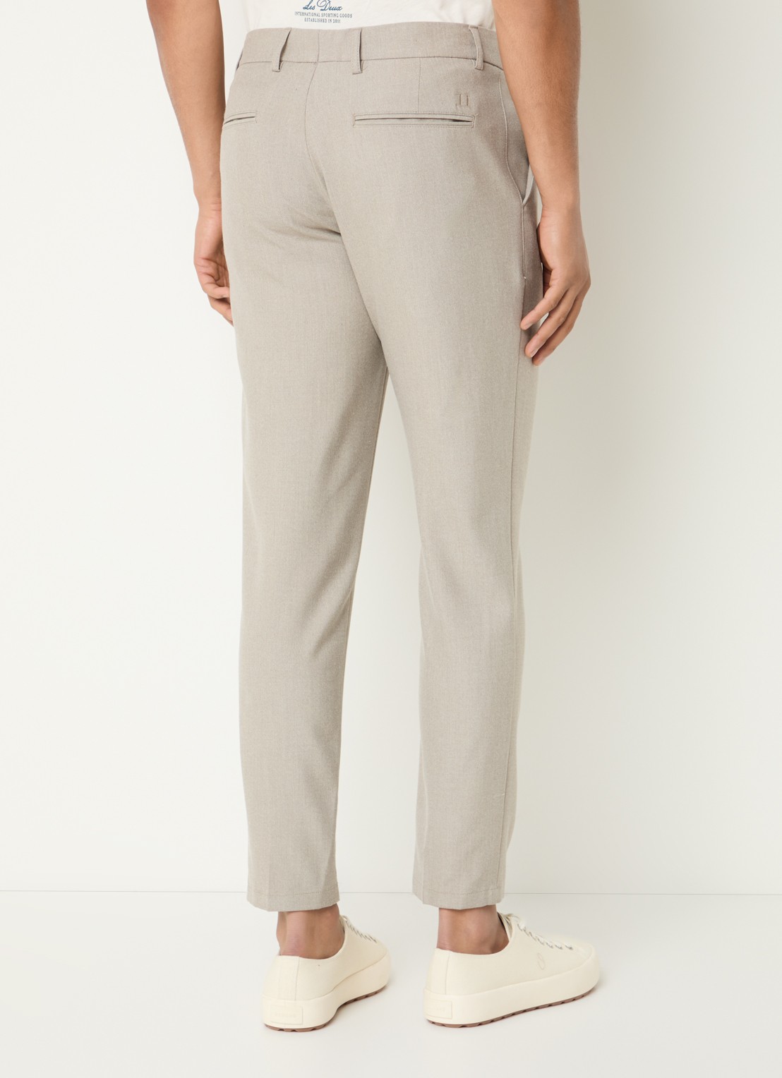 Les Deux Como slim fit pantalon met steekzakken - achterkant donkerbeige