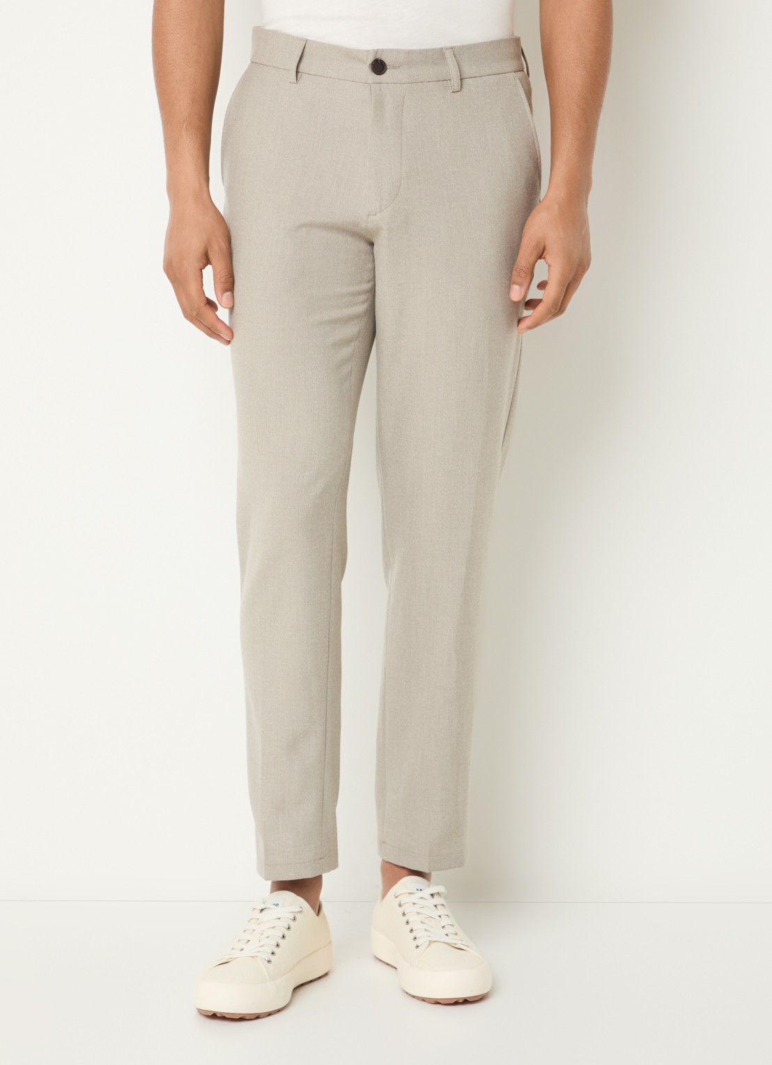 Les Deux Como slim fit pantalon met steekzakken - detail 2 donkerbeige