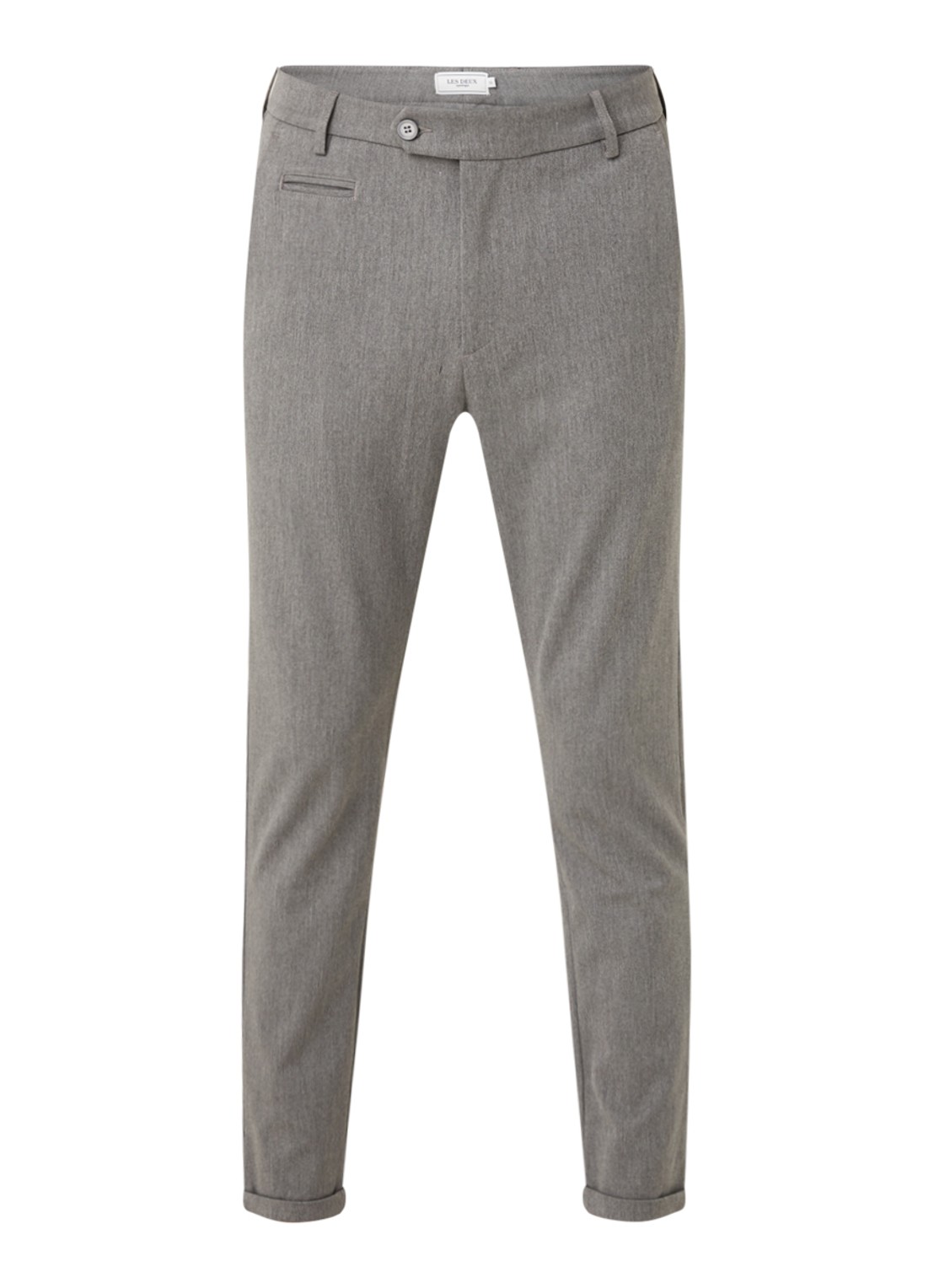 Les Deux Como slim fit pantalon met stretch - voorkant middengrijs