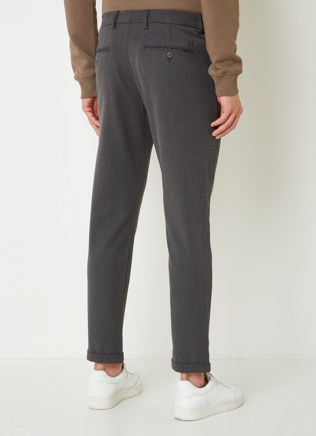 Les Deux Como slim fit pantalon met stretch - achterkant 5 donkergrijs