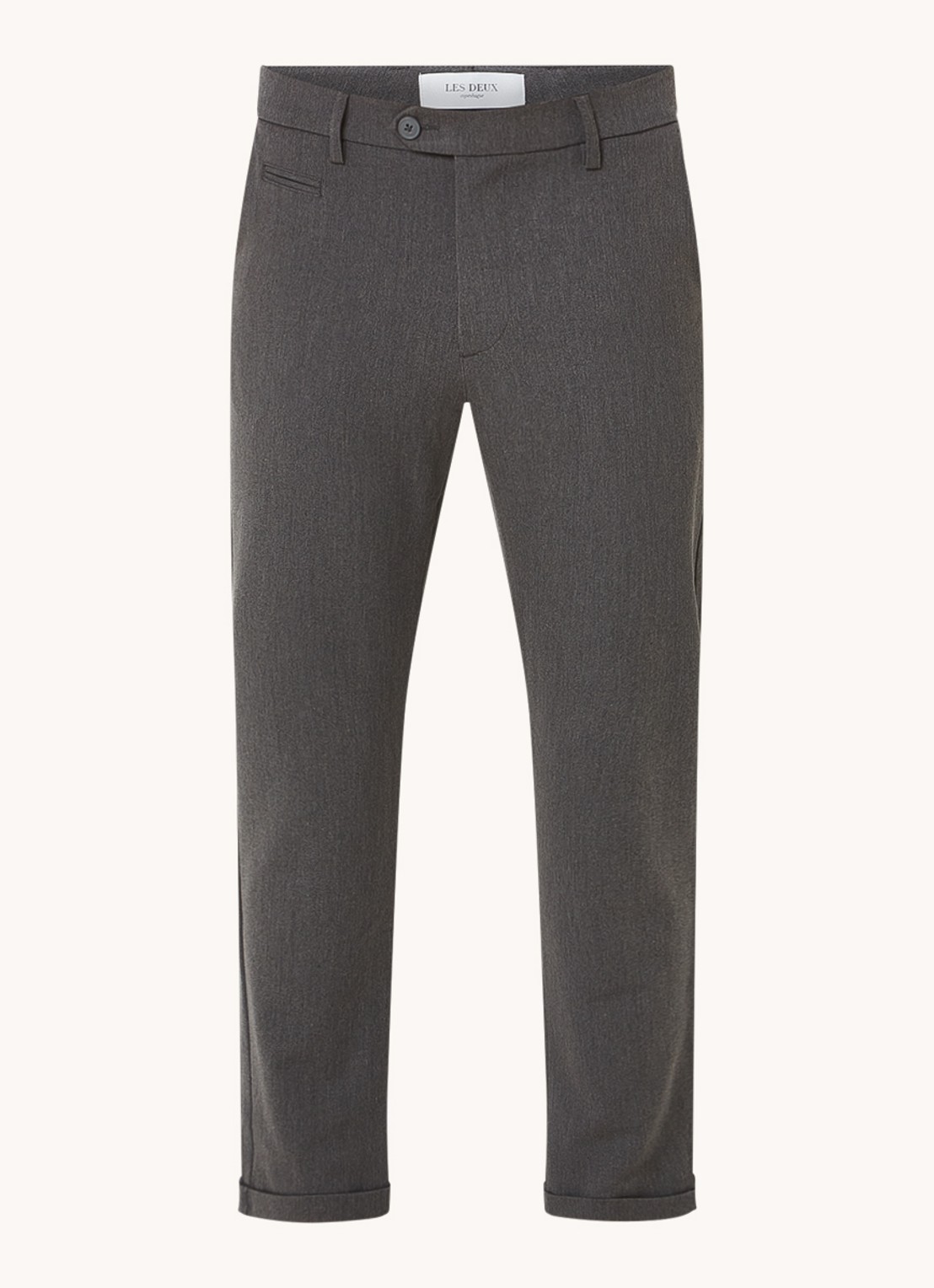 Les Deux Como slim fit pantalon met stretch - voorkant donkergrijs