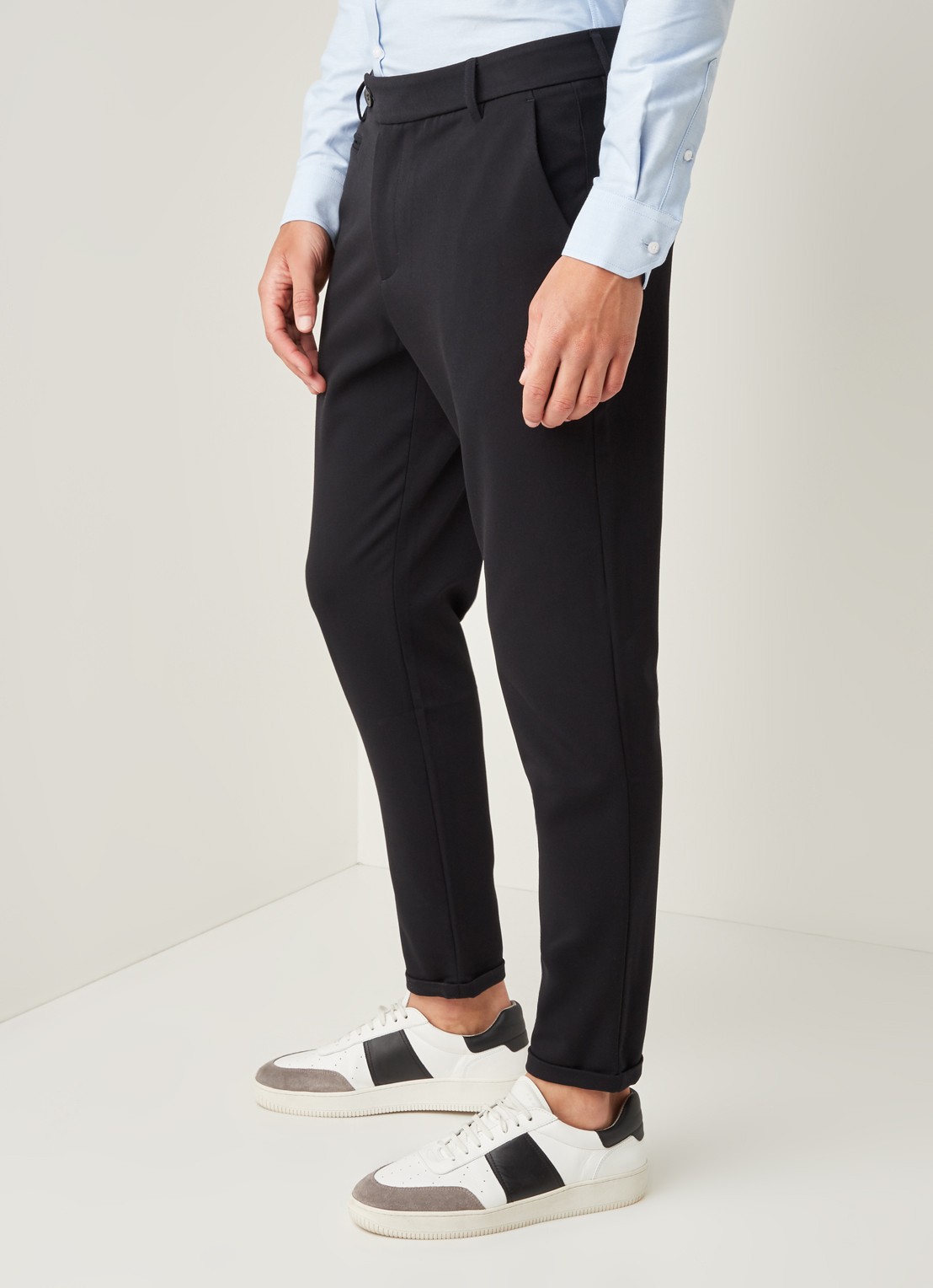 Les Deux Como slim fit pantalon met stretch - detail 3 donkerblauw
